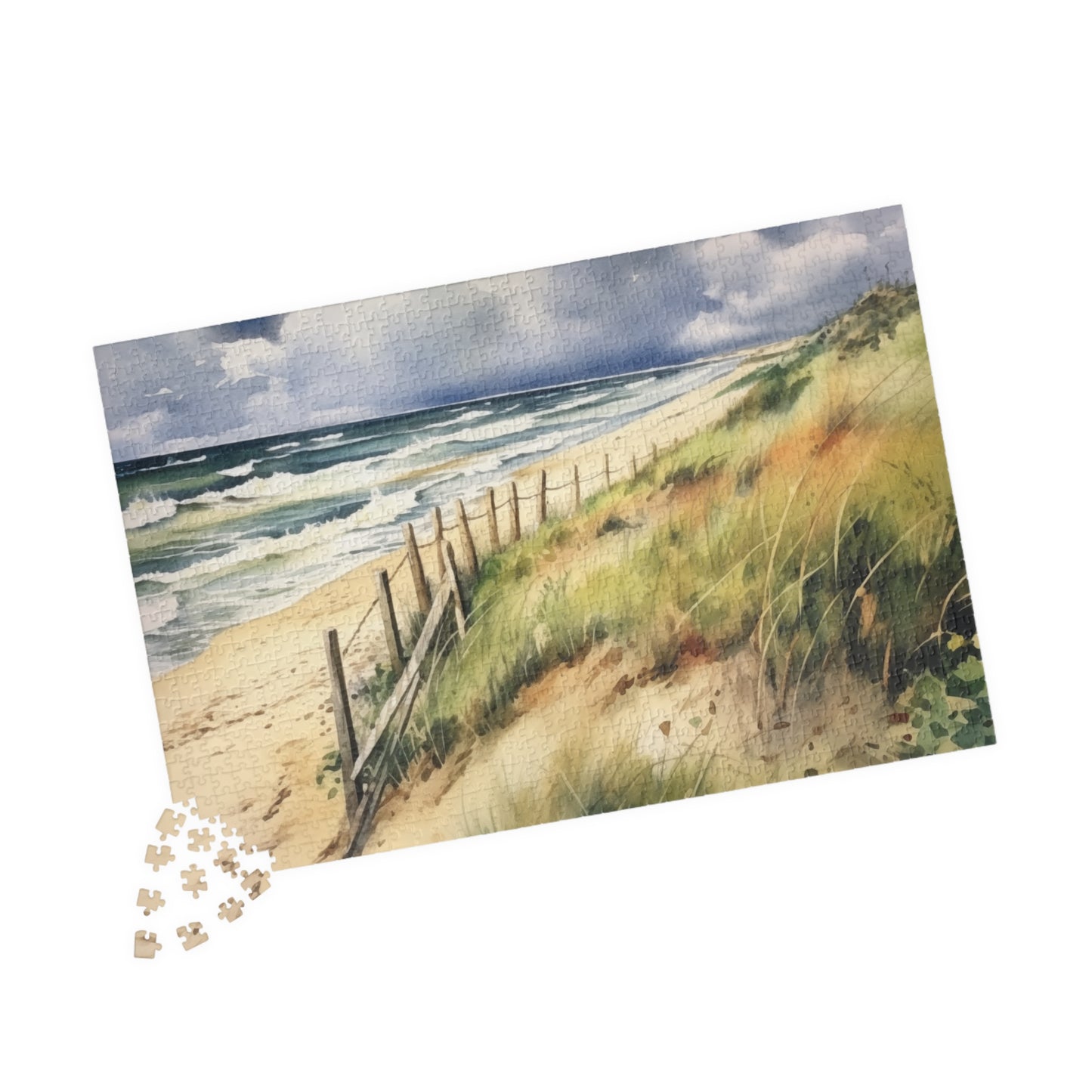 Coastal Dune Puzzle (110, 252, 520, 1014 Pieces) - Tranquil Beach Scene, Soothing Ocean Art, Relaxing Puzzle for Beach Lovers & Families