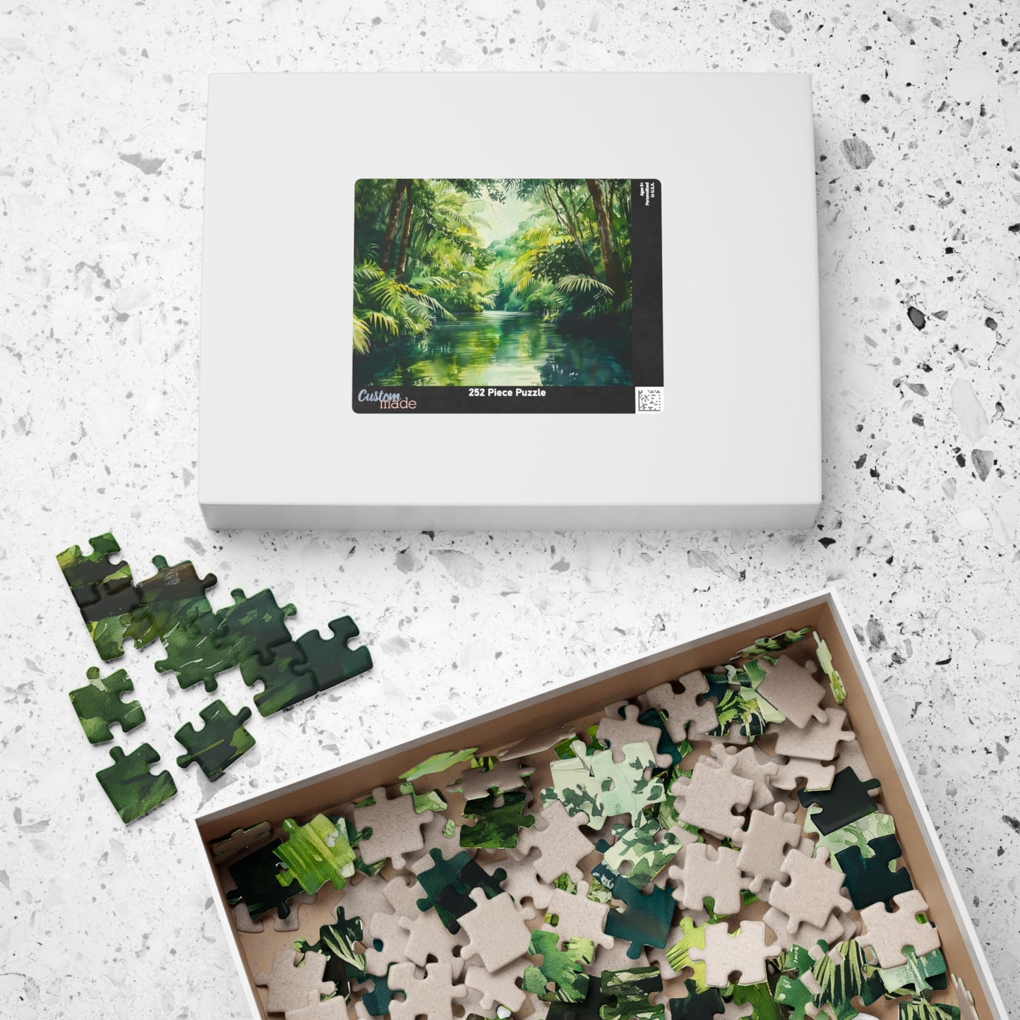 Winding Jungle River Puzzle (110, 252, 520, 1014 Pieces) - Lush Rainforest Waterway, Green Tropical Escape, Tranquil Nature Puzzle