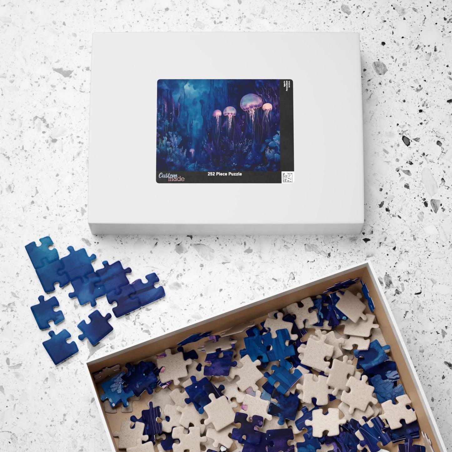 Jellyfish in the Deep Puzzle (110, 252, 520, 1014 Pieces) - Glowing Creatures, Underwater Forest, Bioluminescent Ocean Fantasy