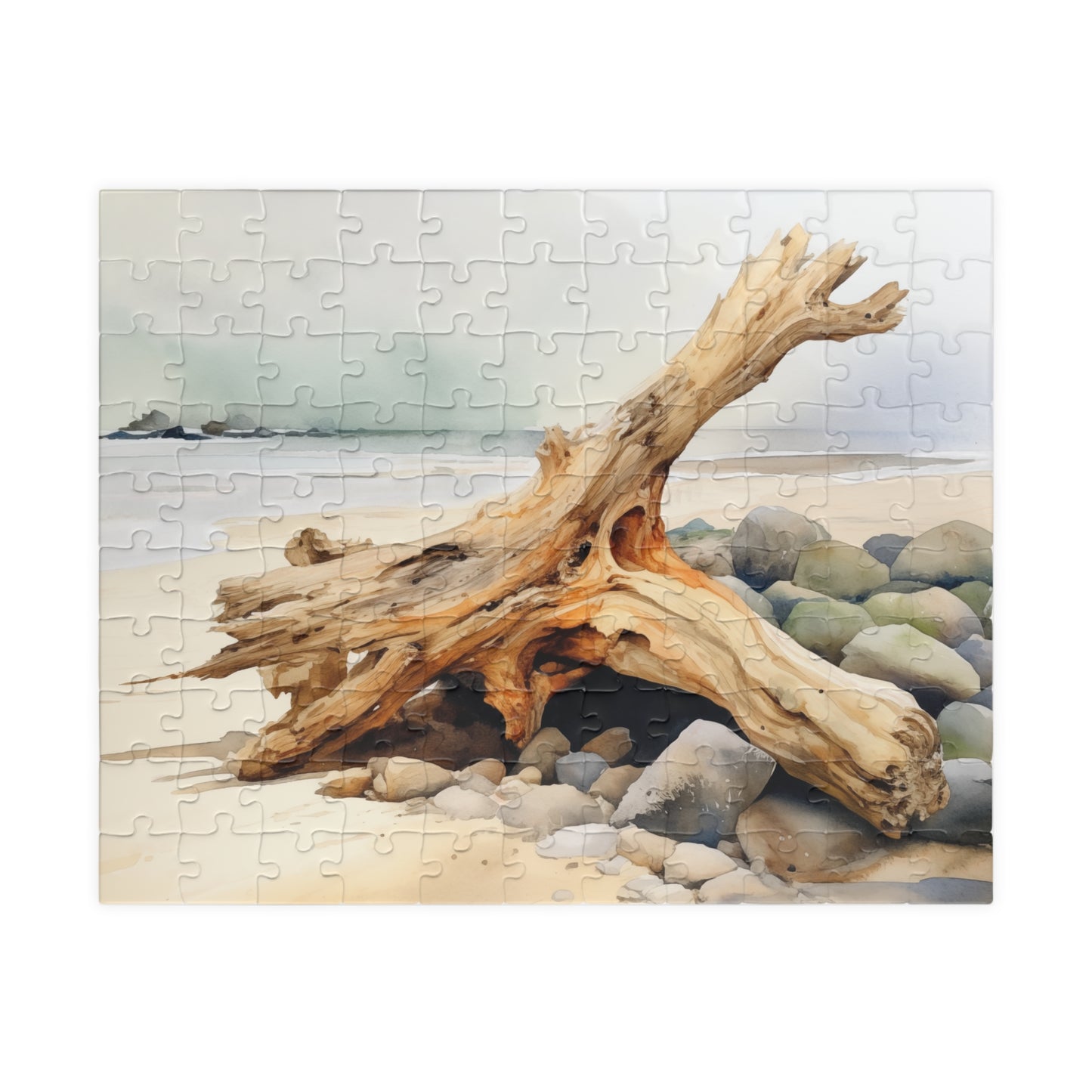 Driftwood Coast Puzzle (110, 252, 520, 1014 Pieces) - Serene Beach Decor, Relaxing Coastal Art, Mindful Gift for Nature Lovers