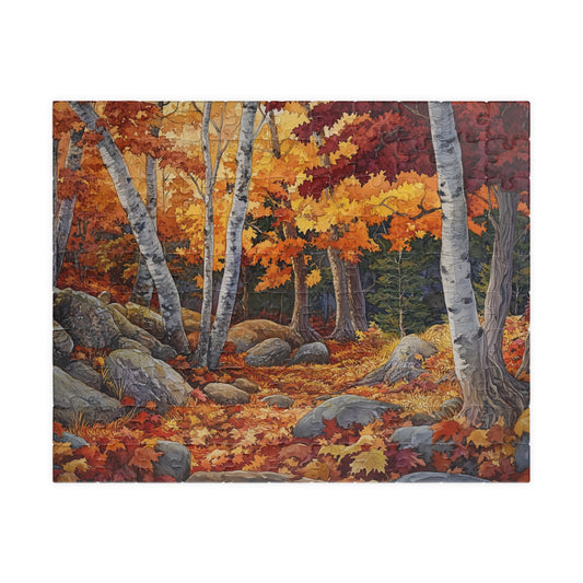 Autumn Mountain Puzzle (110, 252, 520, 1014 Pieces) - Fall Foliage Jigsaw, Forest Trail Art, Nature Gift, Cozy Seasonal Decor