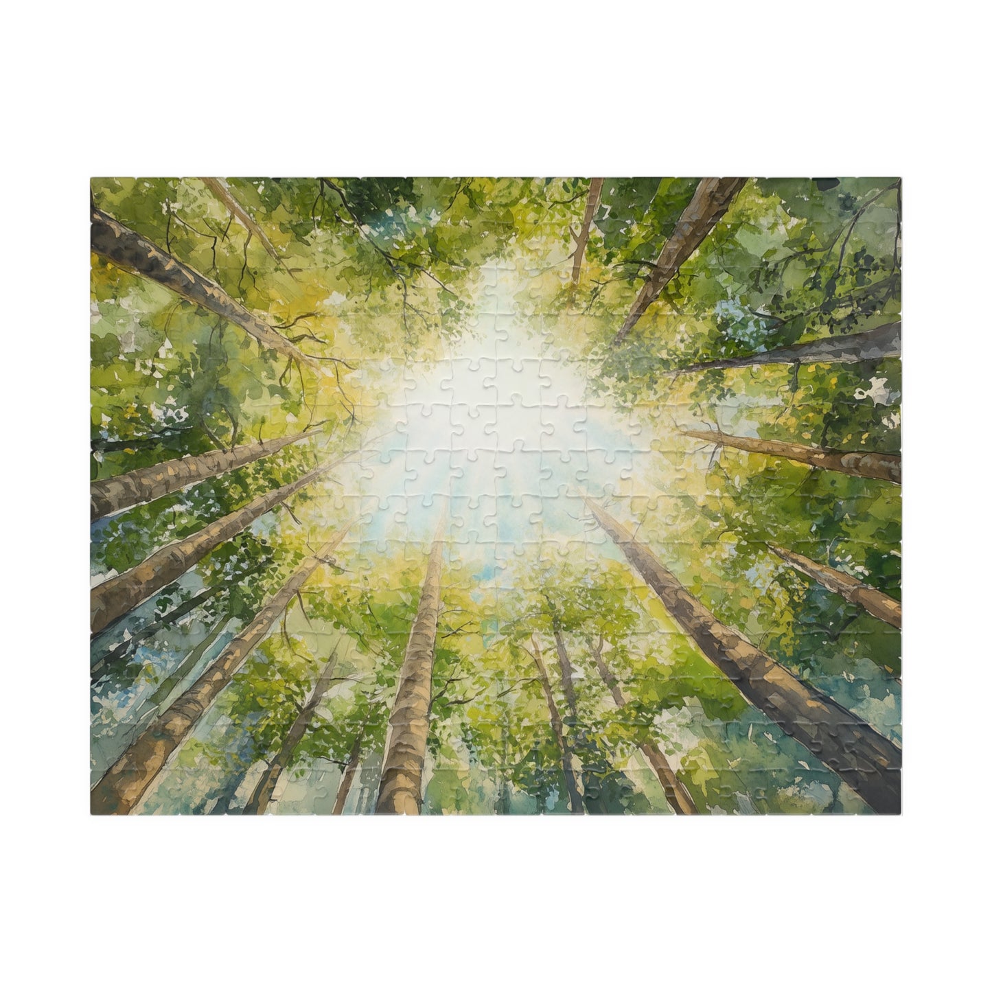 Looking Up Forest Canopy Puzzle (110, 252, 520, 1014 Pieces) - Tree Tops Jigsaw, Nature Perspective Puzzle, Tranquil Forest Gift