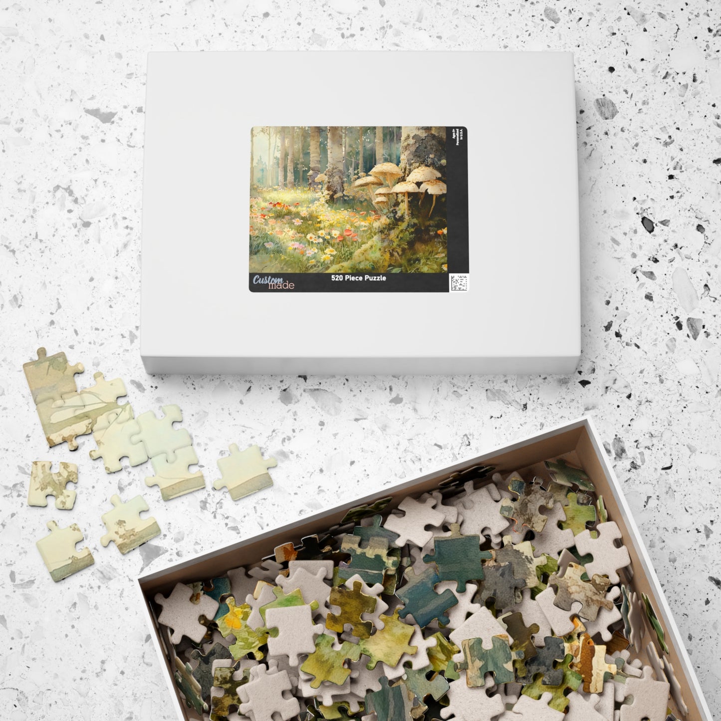 Woodland Glade Puzzle (110, 252, 520, 1014 Pieces) - Forest Flowers Jigsaw, Mushroom Puzzle Art, Cozy Nature Gift
