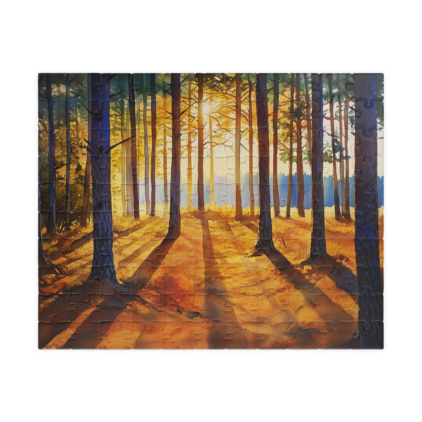 Golden Hour Forest Puzzle (110, 252, 520, 1014 Pieces) - Pine Tree Jigsaw, Cozy Woodland Art, Nature Lover Gift