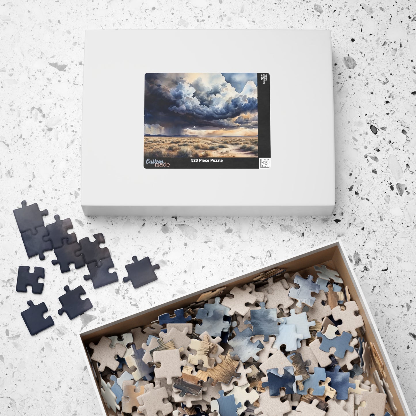 Desert Storm Puzzle (110, 252, 520, 1014 Pieces) - Moody Nature Jigsaw, Stormy Sky Art, Southwestern Puzzle, Gift for Landscape Lovers