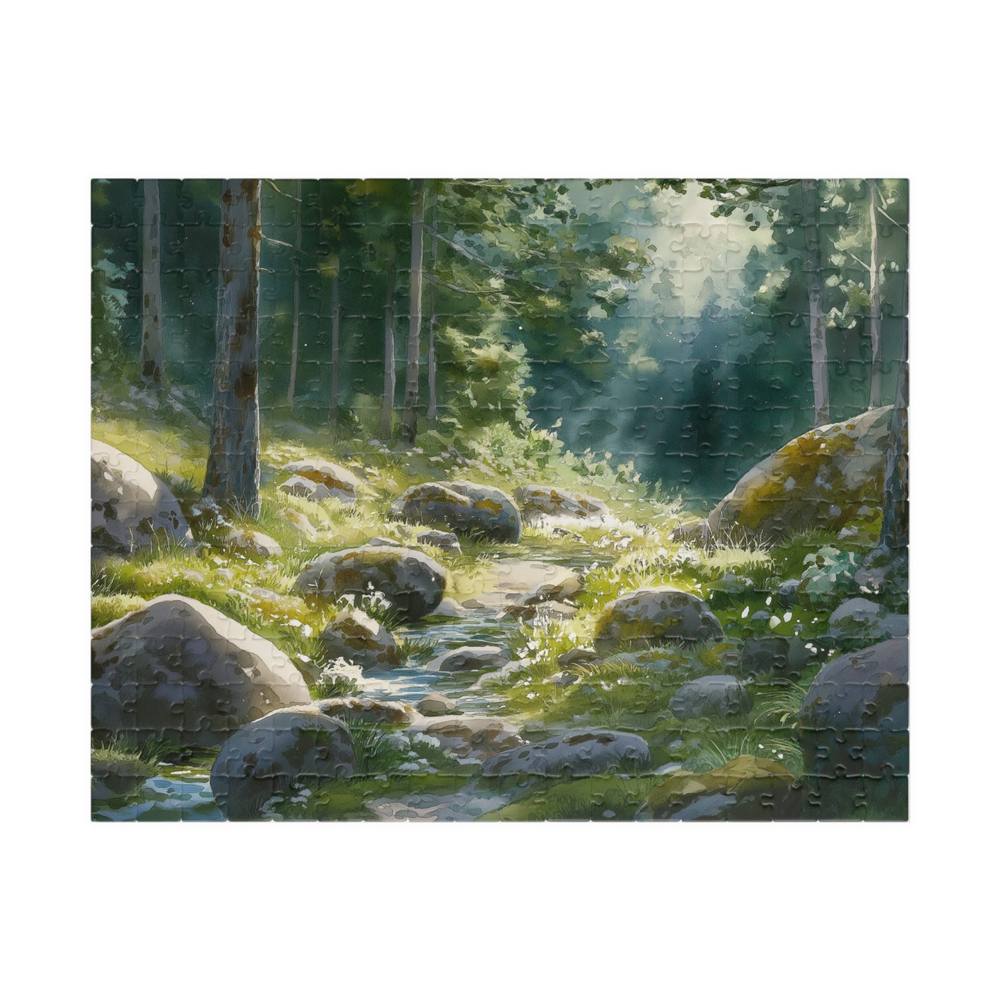 Rocky Forest Stream Puzzle (110, 252, 520, 1014 Pieces) - Peaceful Nature Jigsaw, Woodland Puzzle Art, Gift for Puzzle Lovers