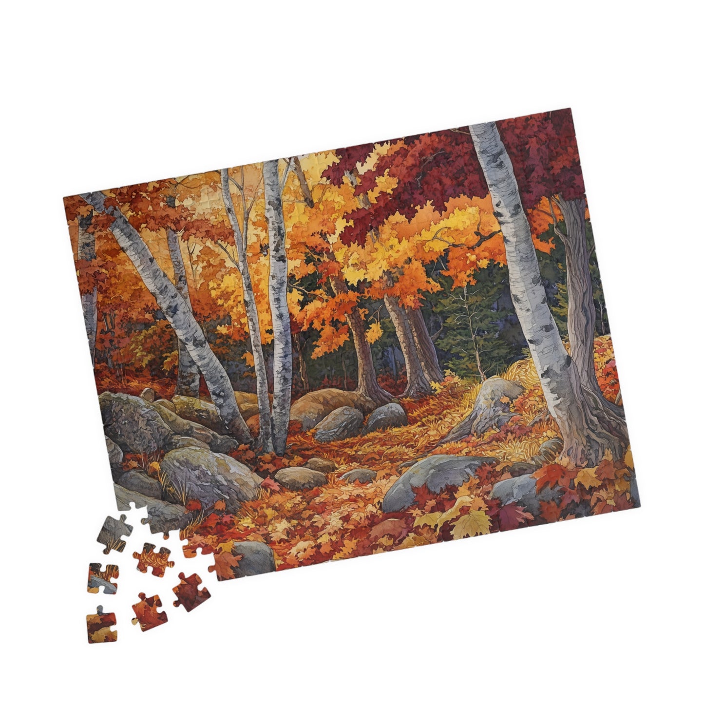 Autumn Mountain Puzzle (110, 252, 520, 1014 Pieces) - Fall Foliage Jigsaw, Forest Trail Art, Nature Gift, Cozy Seasonal Decor