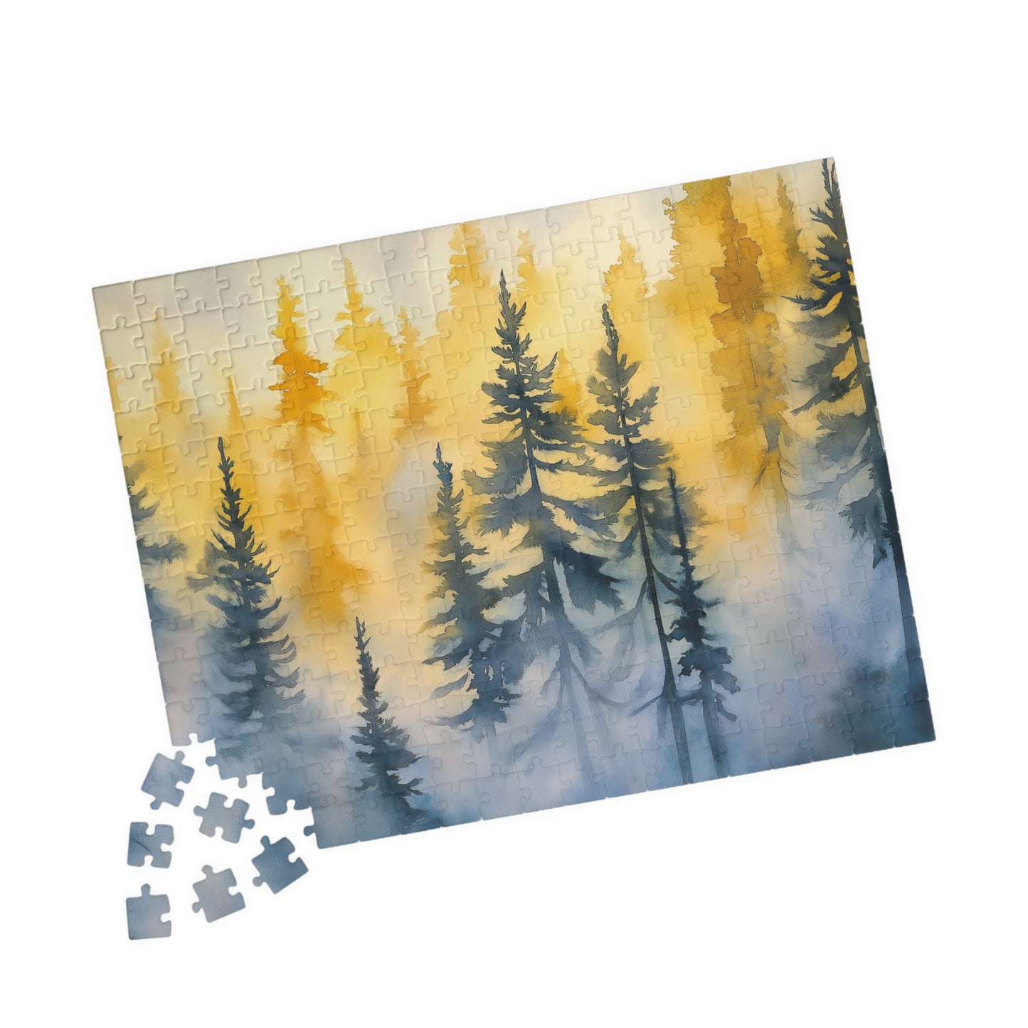 Misty Pines Puzzle (110, 252, 520, 1014 Pieces) - Moody Forest Jigsaw, Evergreen Wall Art, Calm Nature Puzzle for Relaxation