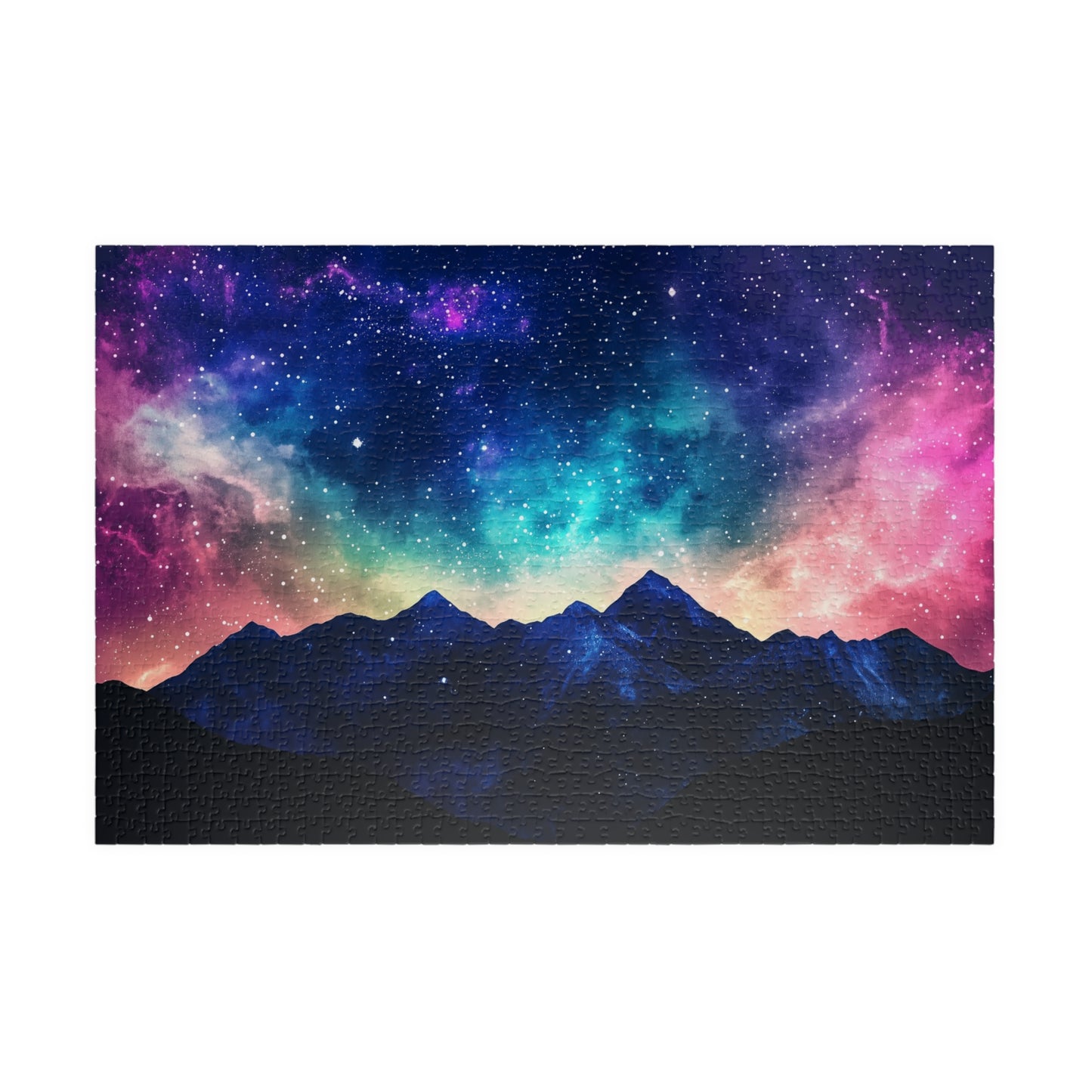 Vivid Galaxy Over Mountain Silhouettes Puzzle (110, 252, 520, 1014 Pieces) - Cosmic Sky, Stargazing Serenity, Bold Colors, Puzzle Lovers