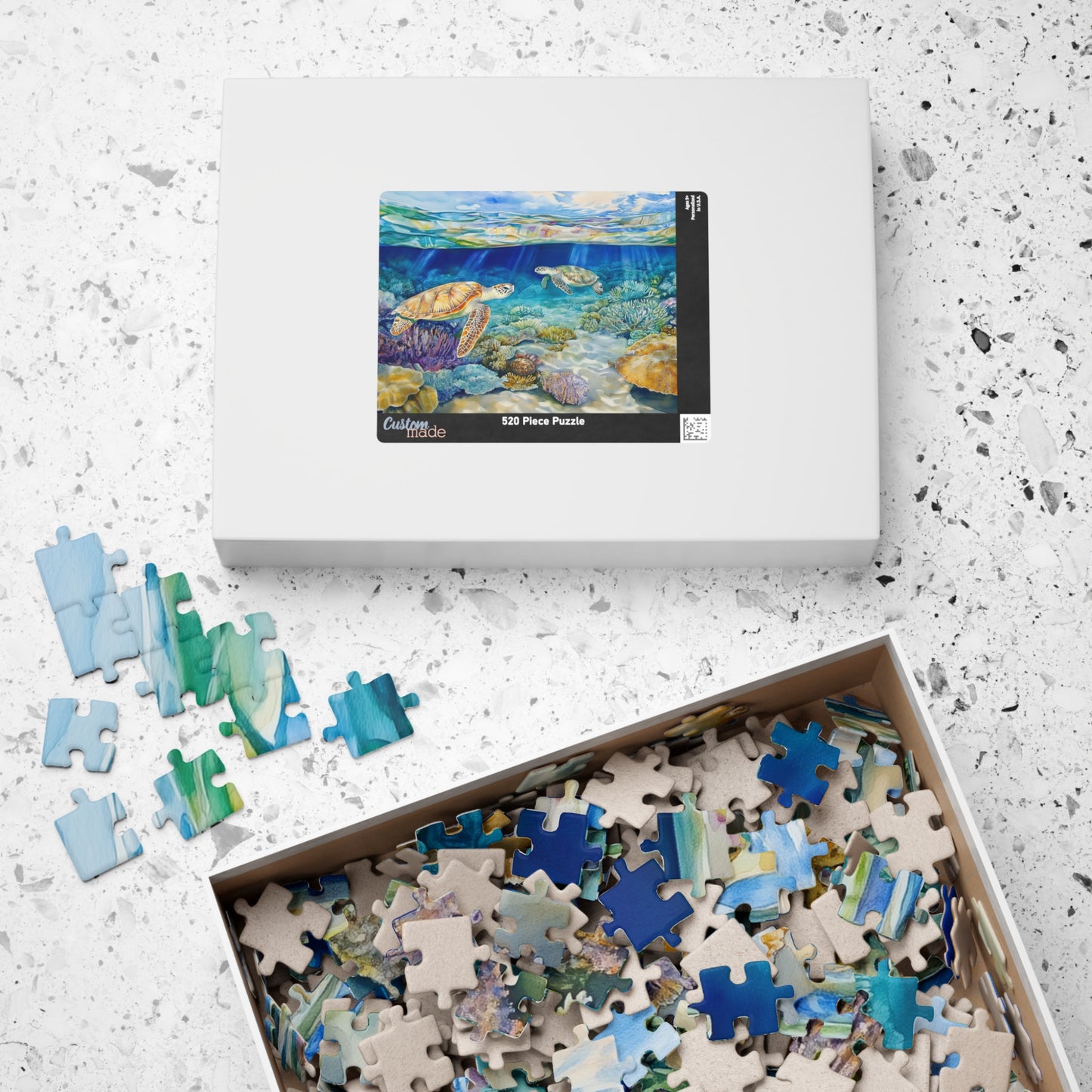 Ocean Reef and Sea Turtles Puzzle (110, 252, 520, 1014 Pieces) - Tropical Coral, Vibrant Underwater Scene, Marine Wildlife