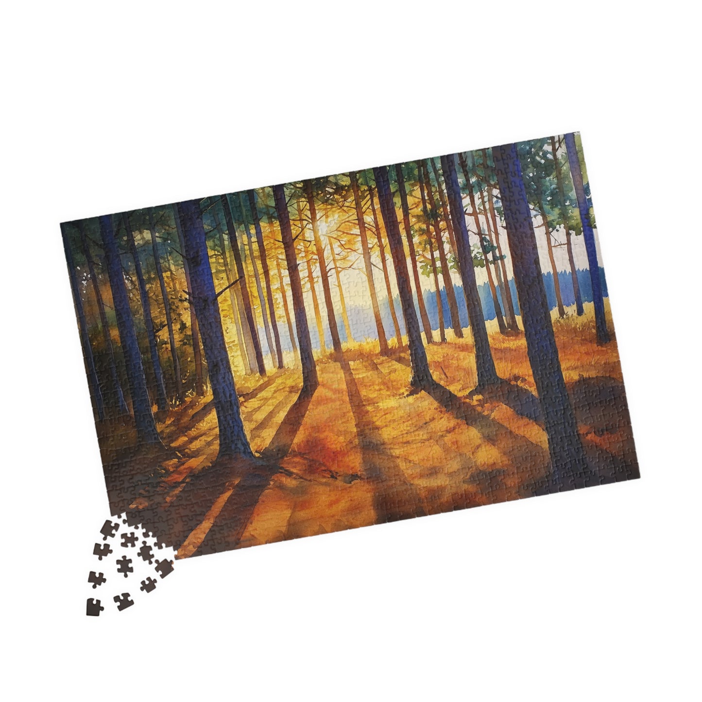 Golden Hour Forest Puzzle (110, 252, 520, 1014 Pieces) - Pine Tree Jigsaw, Cozy Woodland Art, Nature Lover Gift