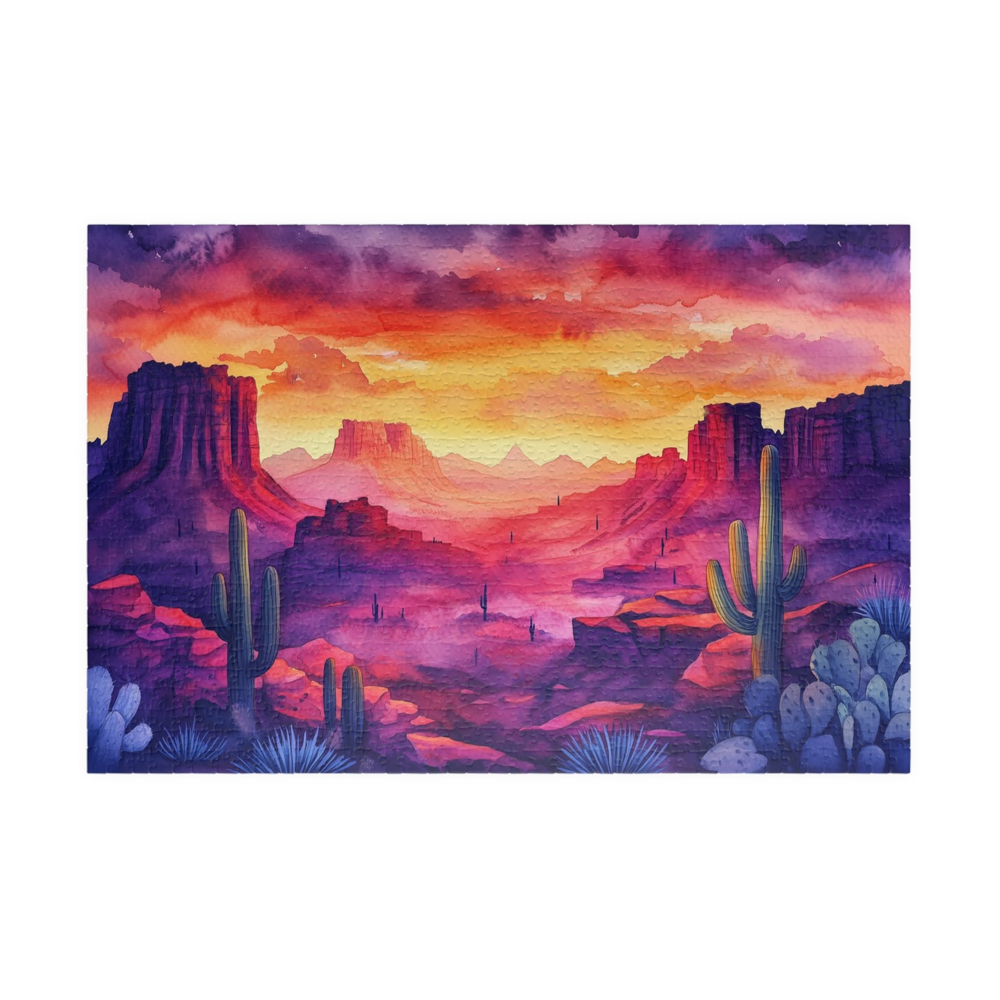 Cactus Canyon Sunset Puzzle (110, 252, 520, 1014 Pieces) - Vibrant Desert Scene, Bold Nature Puzzle, Southwest Landscape Gift