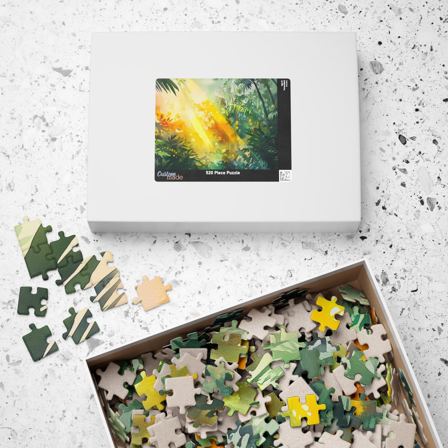 Sunbeams in the Jungle Puzzle (110, 252, 520, 1014 Pieces) - Lush Tropical Rainforest Light, Green & Gold Nature Puzzle, Serene Adventure