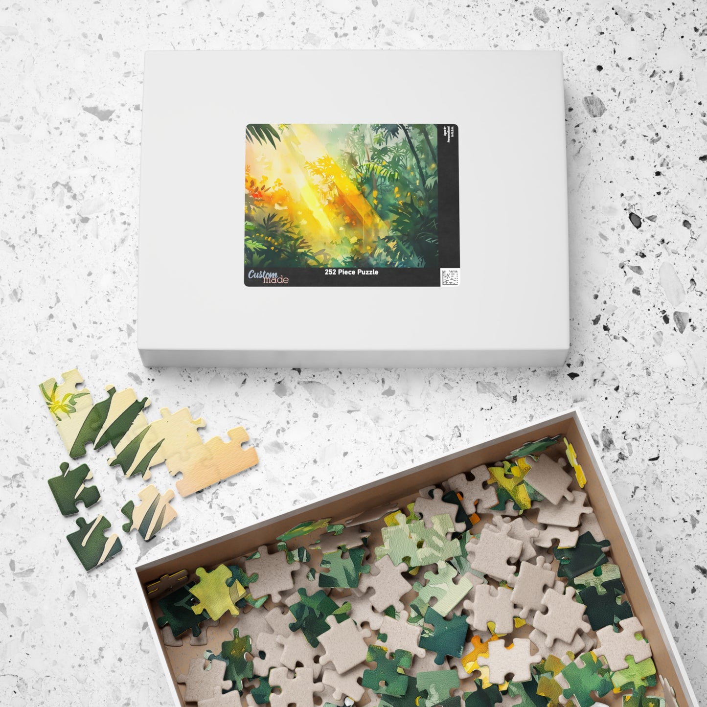 Sunbeams in the Jungle Puzzle (110, 252, 520, 1014 Pieces) - Lush Tropical Rainforest Light, Green & Gold Nature Puzzle, Serene Adventure