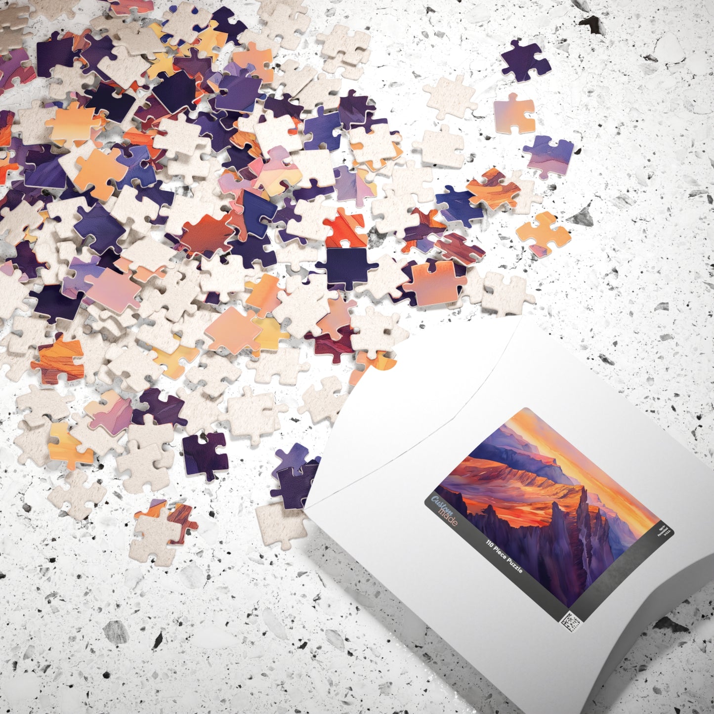 Vivid Mountain Ridge Puzzle (110, 252, 520, 1014 Pieces) - Fiery Mountain Peaks, Radiant Sunset Glow, Majestic Landscape