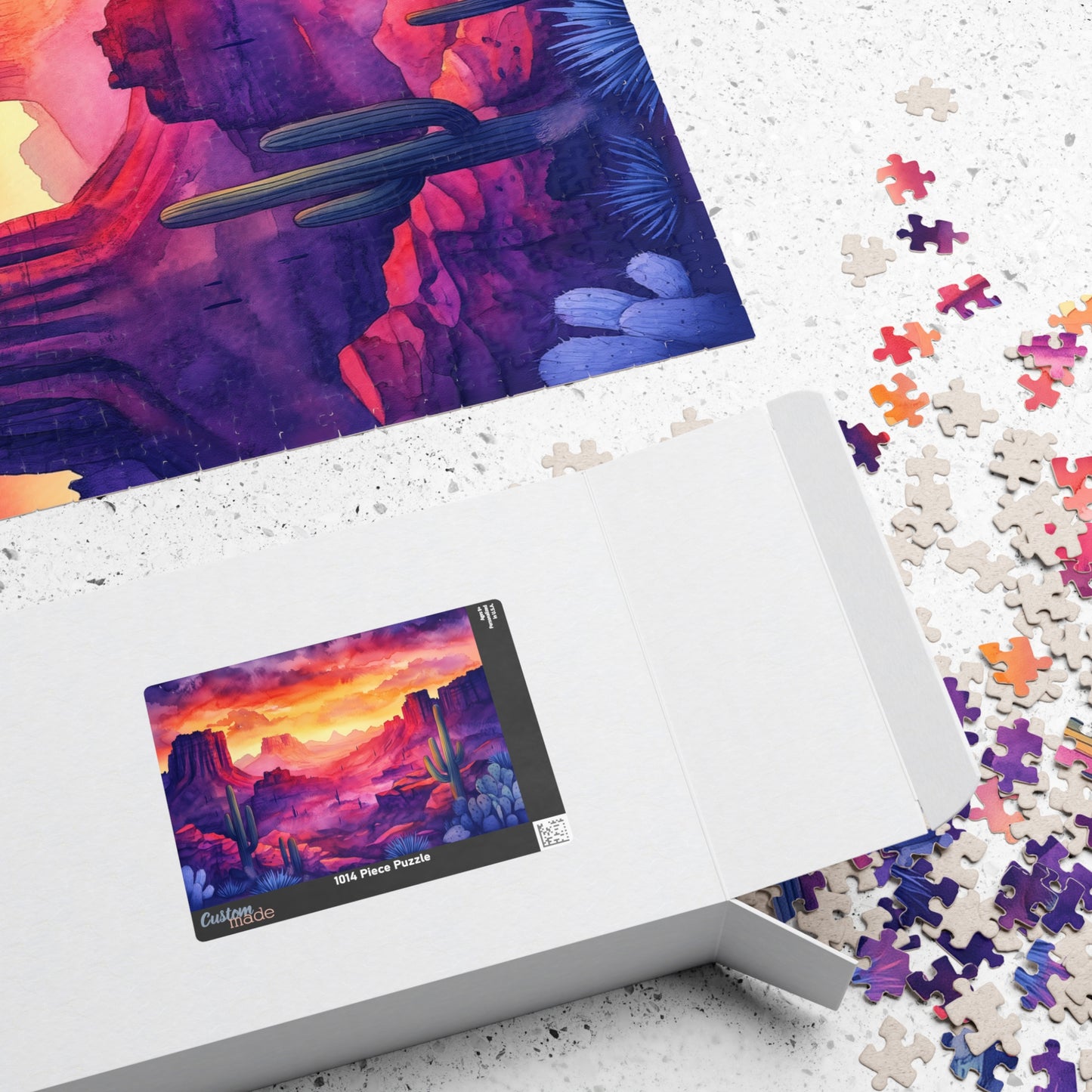 Cactus Canyon Sunset Puzzle (110, 252, 520, 1014 Pieces) - Vibrant Desert Scene, Bold Nature Puzzle, Southwest Landscape Gift