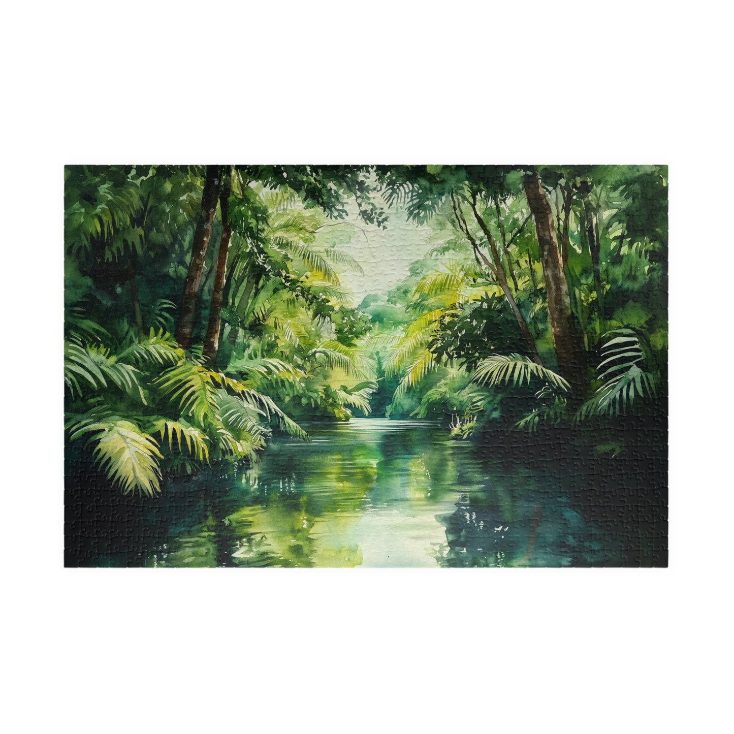Winding Jungle River Puzzle (110, 252, 520, 1014 Pieces) - Lush Rainforest Waterway, Green Tropical Escape, Tranquil Nature Puzzle