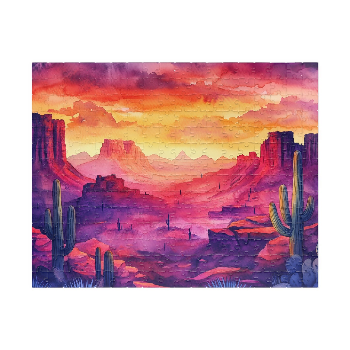 Cactus Canyon Sunset Puzzle (110, 252, 520, 1014 Pieces) - Vibrant Desert Scene, Bold Nature Puzzle, Southwest Landscape Gift
