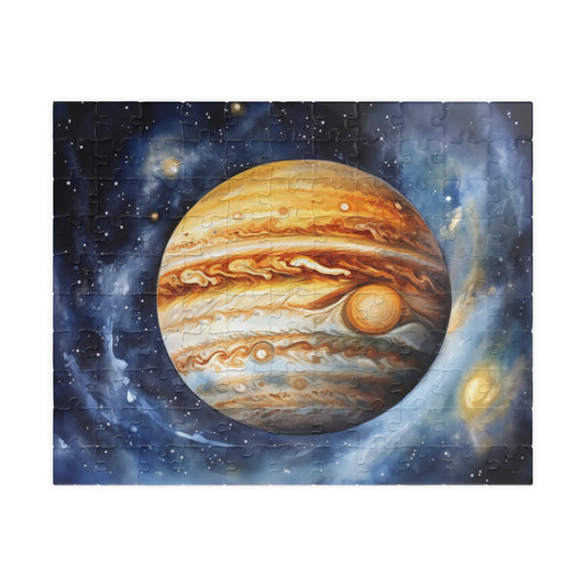 Jupiter Puzzle (110, 252, 500, 1040 Pieces) - Watercolor Space Jigsaw Featuring the Gas Giant, Cosmic Decor for Astronomy Lovers