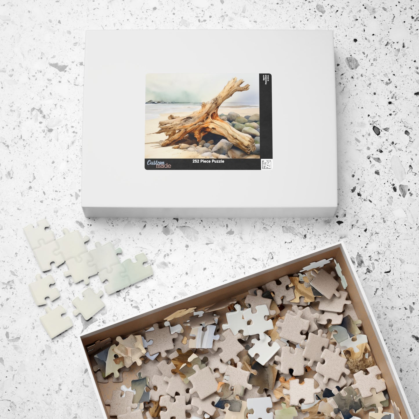 Driftwood Coast Puzzle (110, 252, 520, 1014 Pieces) - Serene Beach Decor, Relaxing Coastal Art, Mindful Gift for Nature Lovers