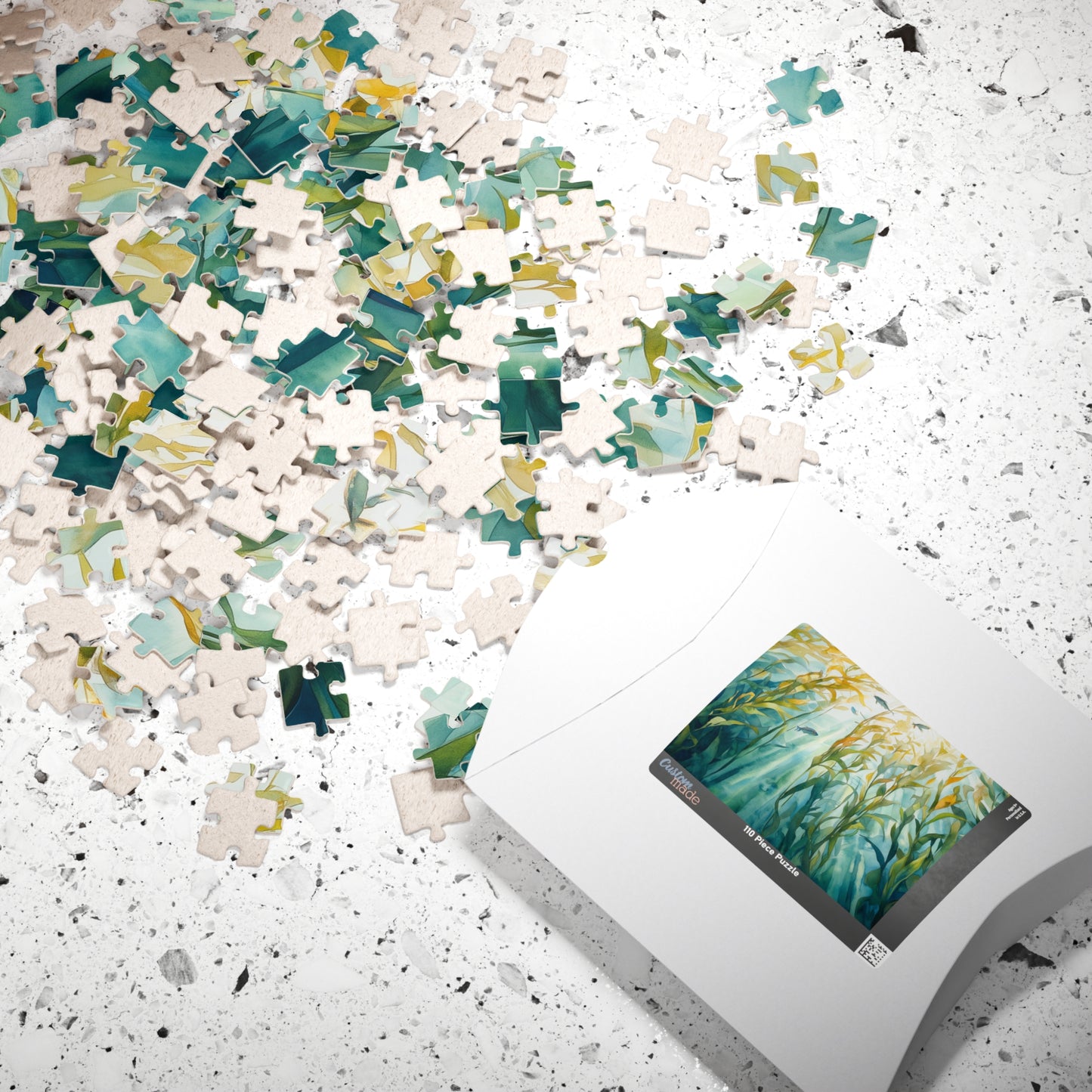 Kelp Forest Puzzle (110, 252, 520, 1014 Pieces) - Sunlit Ocean Scene, Underwater Nature Art, Tranquil Blue & Green Marine Puzzle