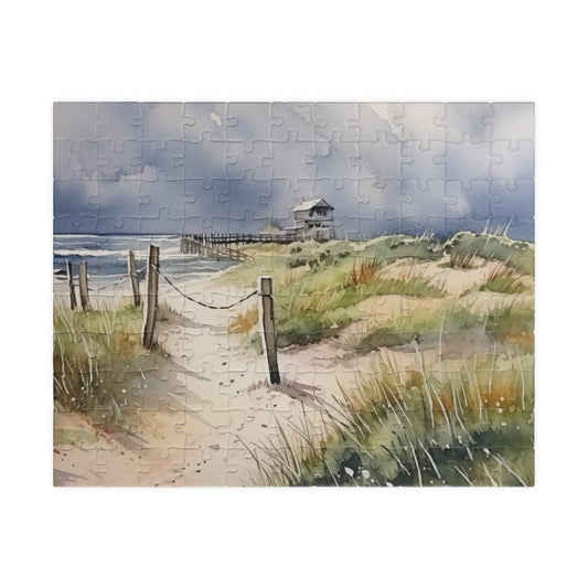 Stormy Shore Cottage Puzzle (110, 252, 520, 1014 Pieces) -Moody Coastal Vibes, Seaside Art Jigsaw, Thoughtful Gift for Beach & Nature Lovers