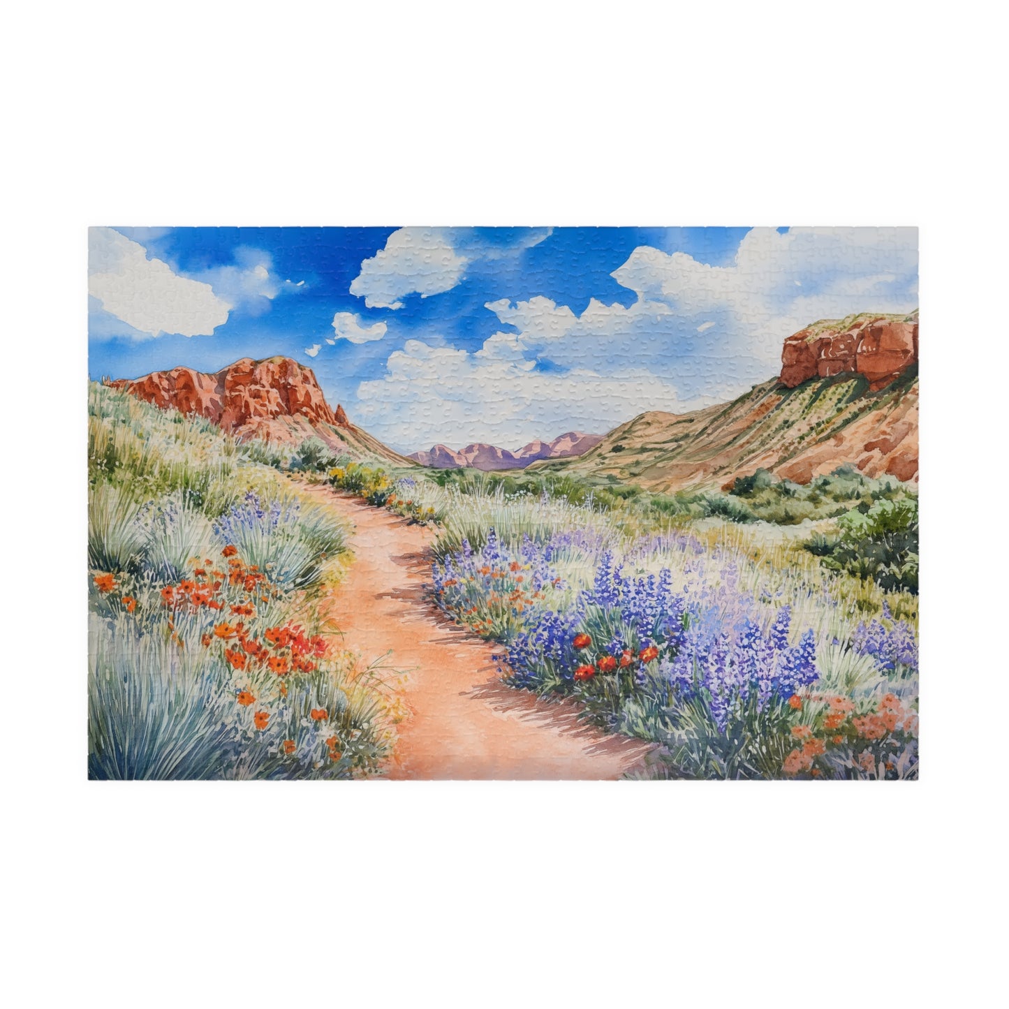 Desert Wildflower Trail Puzzle (110, 252, 520, 1014 Pieces) - Colorful Nature Puzzle, Hiking Scenery, Gift for Outdoor Lovers