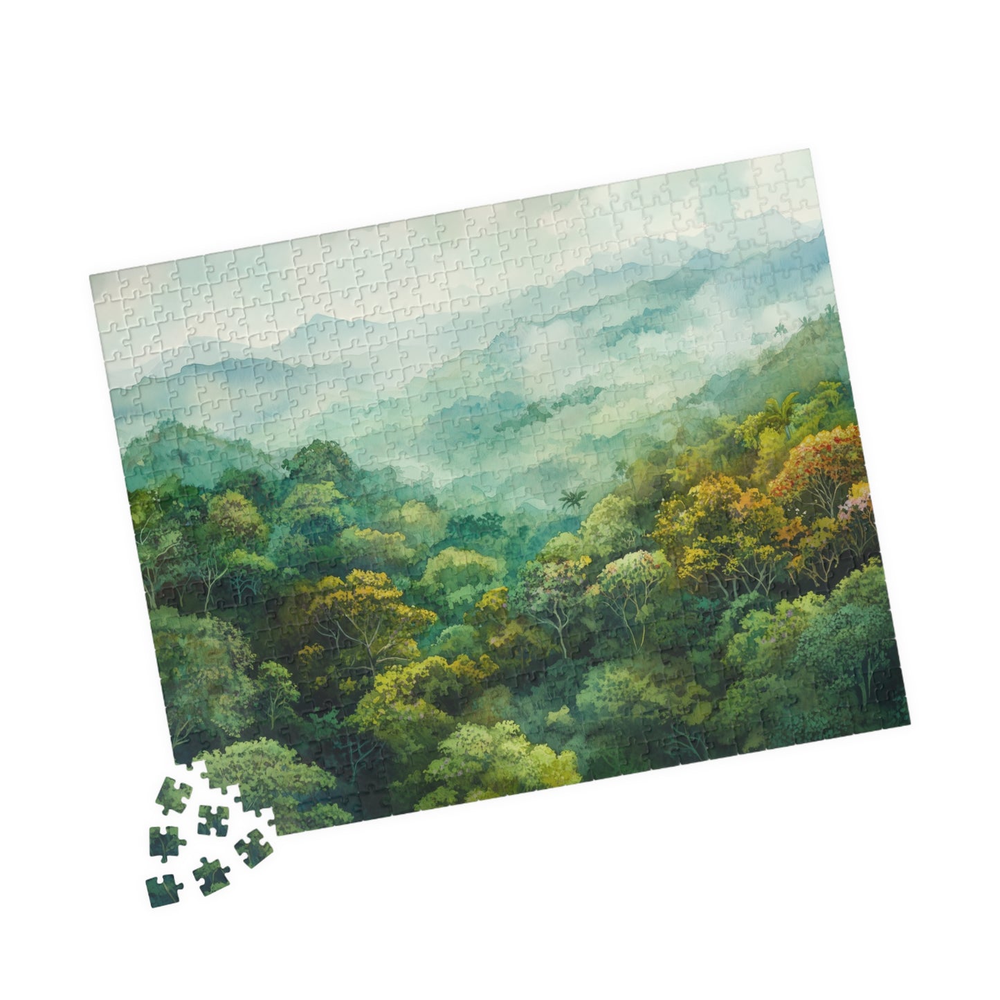 Misty Jungle Canopy Puzzle (110, 252, 520, 1014 Pieces) - Tropical Rainforest Puzzle, Green Nature Decor, Gift for Puzzle & Travel Lovers