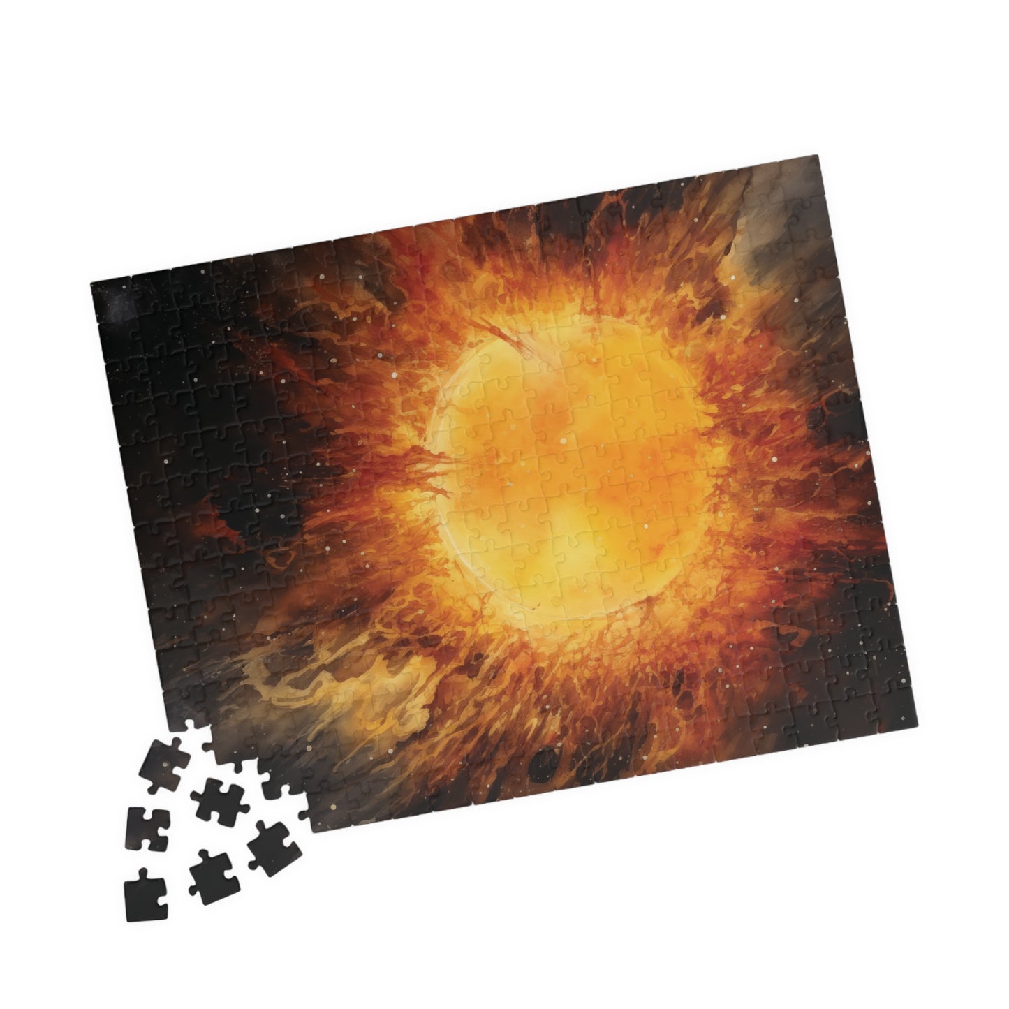 Solar Burst Puzzle (110, 252, 520, 1014 Pieces) - Fiery Sun, Outer Space Scene, Bold Astronomy Art
