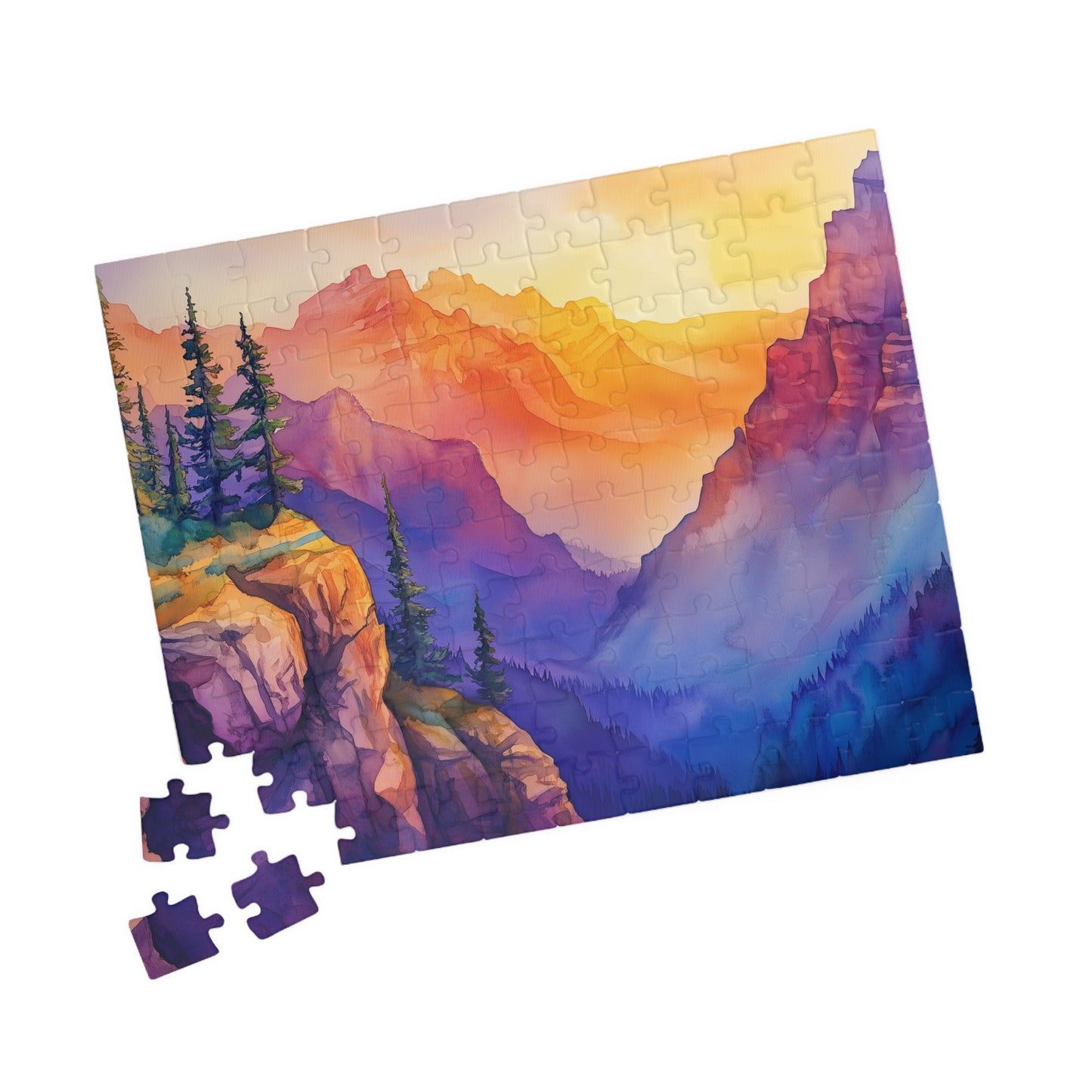 Painted Mountain Range Puzzle (110, 252, 520, 1014 Pieces) - Colorful Nature Puzzle, Sunset Landscape Art, Gift for Outdoor Lovers