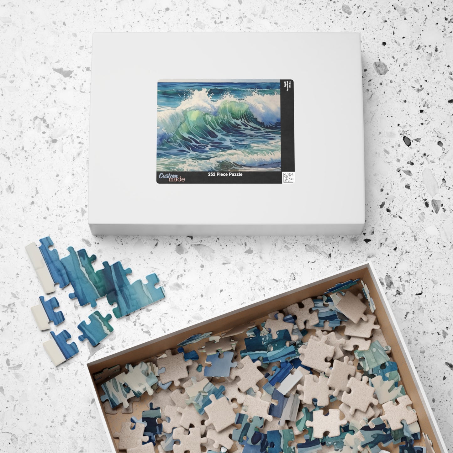 Excited Ocean Waves Puzzle (110, 252, 520, 1014 Pieces) - Dynamic Seascape Jigsaw, Coastal Wall Art, Ocean Lover Gift, Mindful Puzzle Play