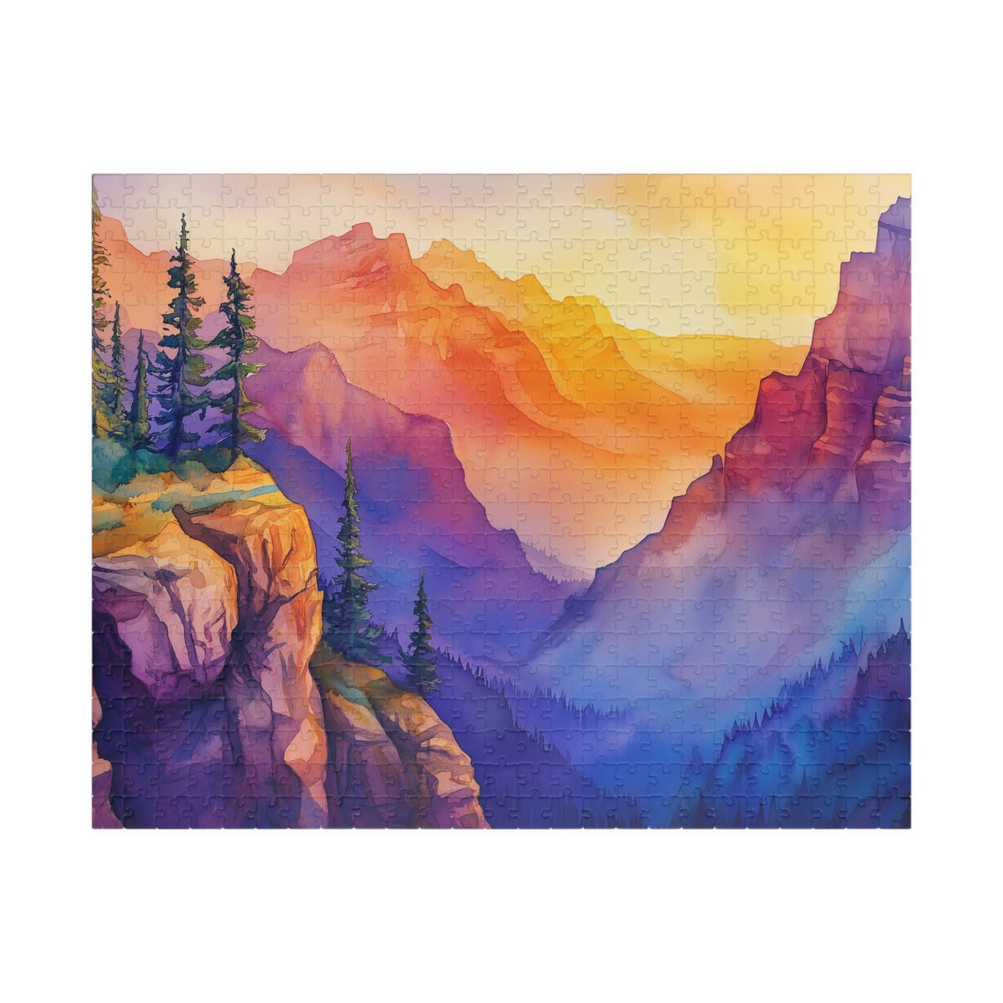 Painted Mountain Range Puzzle (110, 252, 520, 1014 Pieces) - Colorful Nature Puzzle, Sunset Landscape Art, Gift for Outdoor Lovers
