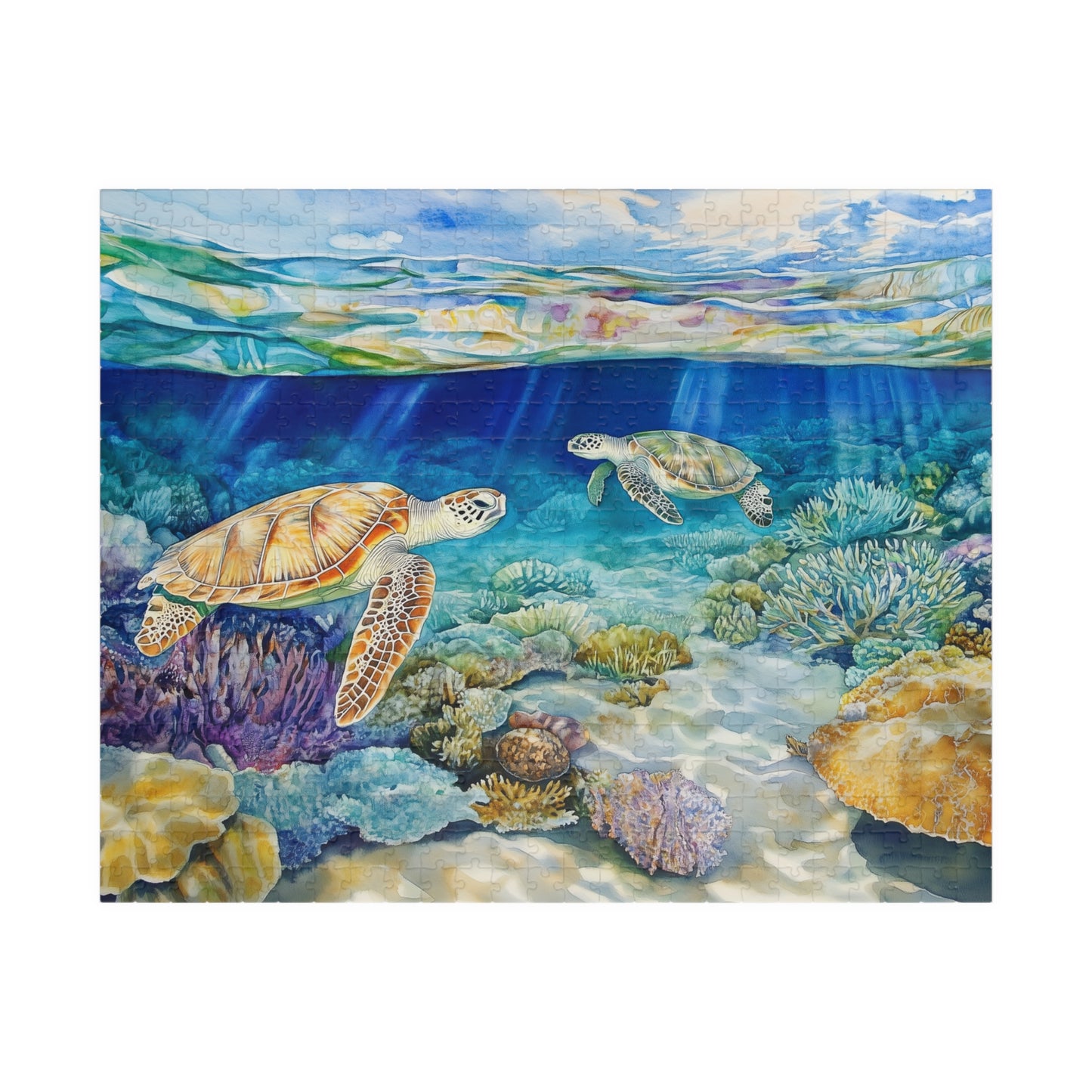 Ocean Reef and Sea Turtles Puzzle (110, 252, 520, 1014 Pieces) - Tropical Coral, Vibrant Underwater Scene, Marine Wildlife