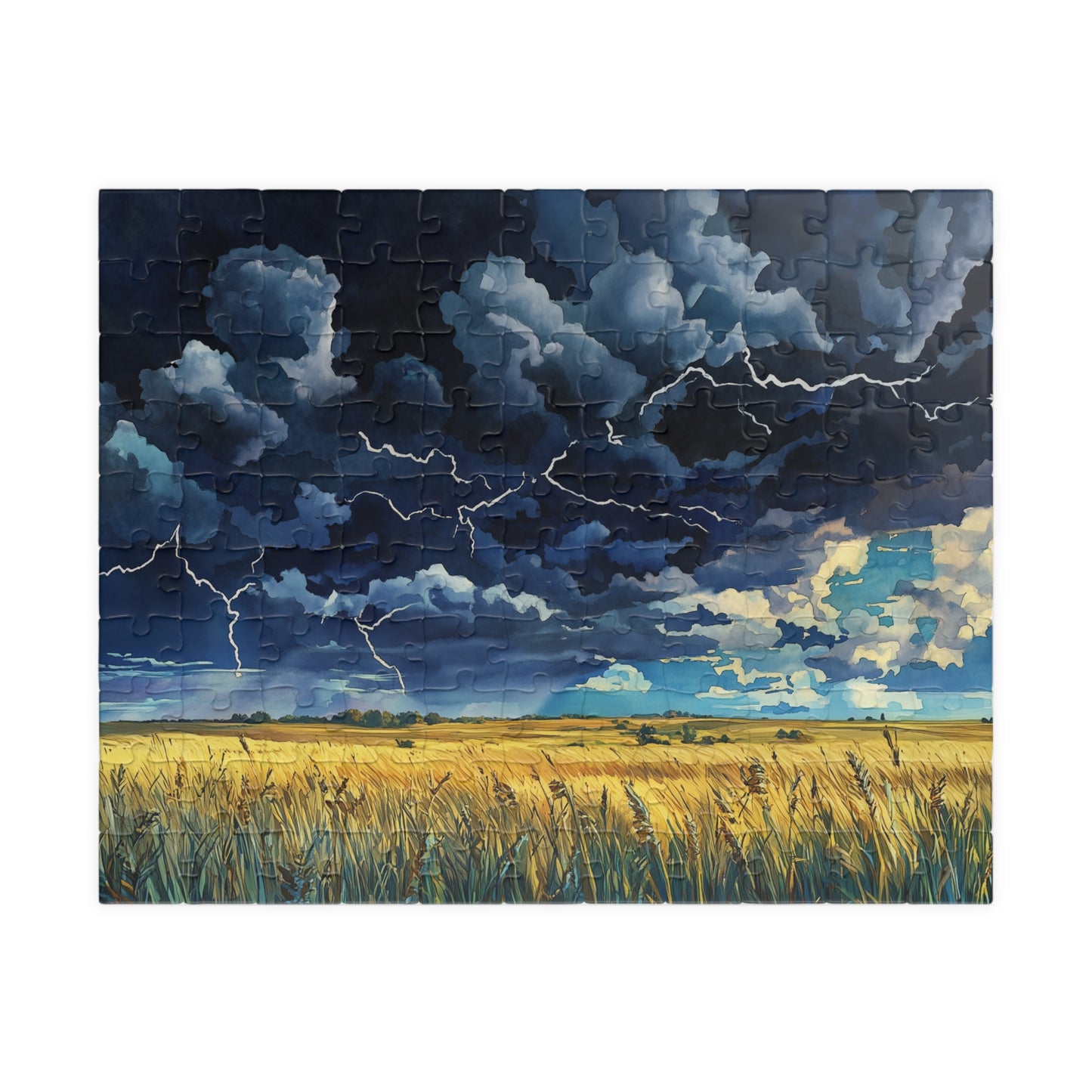 Plains Thunderstorm Puzzle (110, 252, 520, 1014 Pieces) - Dramatic Sky, Lightning Over Fields, Stormy Horizon, Puzzle Enthusiasts