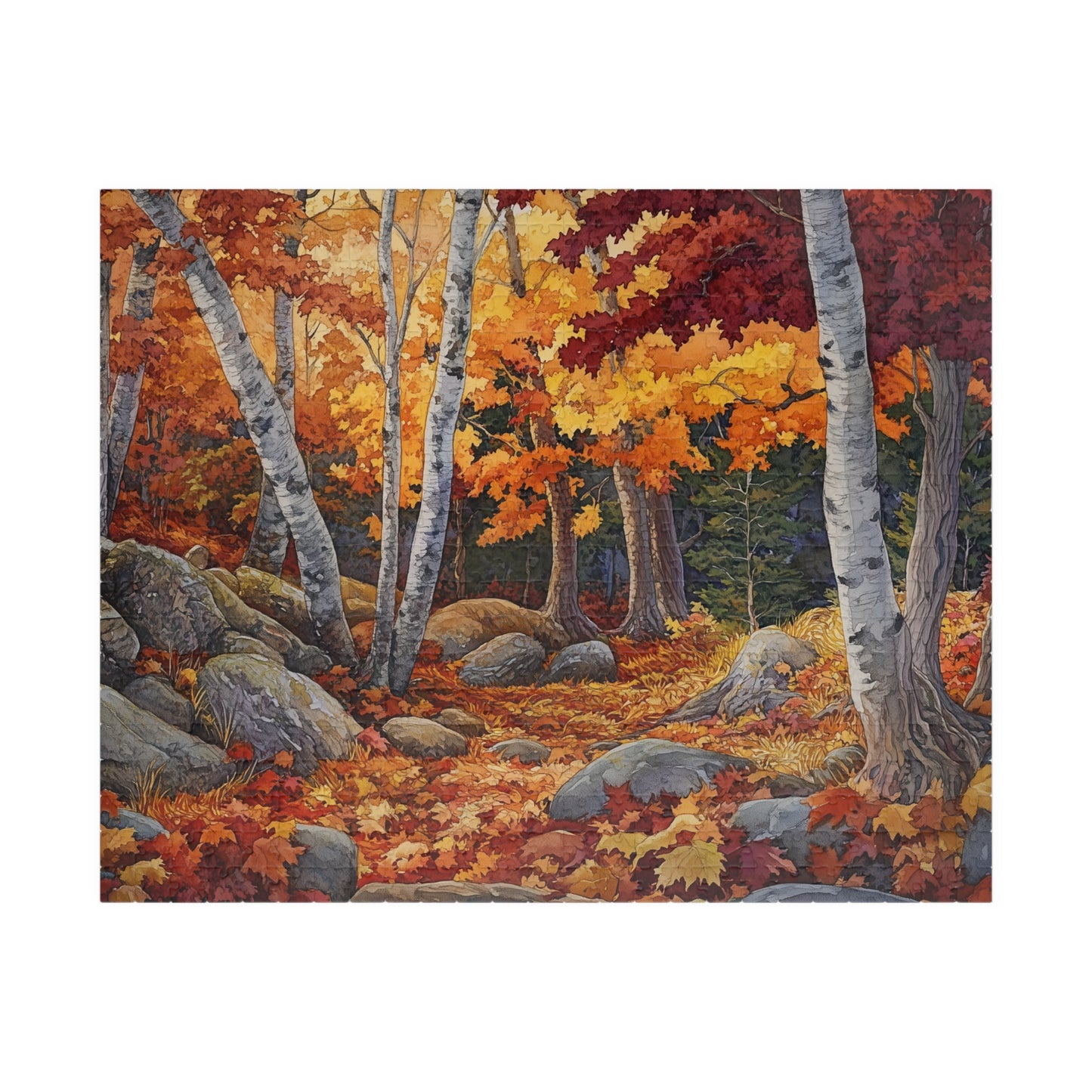 Autumn Mountain Puzzle (110, 252, 520, 1014 Pieces) - Fall Foliage Jigsaw, Forest Trail Art, Nature Gift, Cozy Seasonal Decor