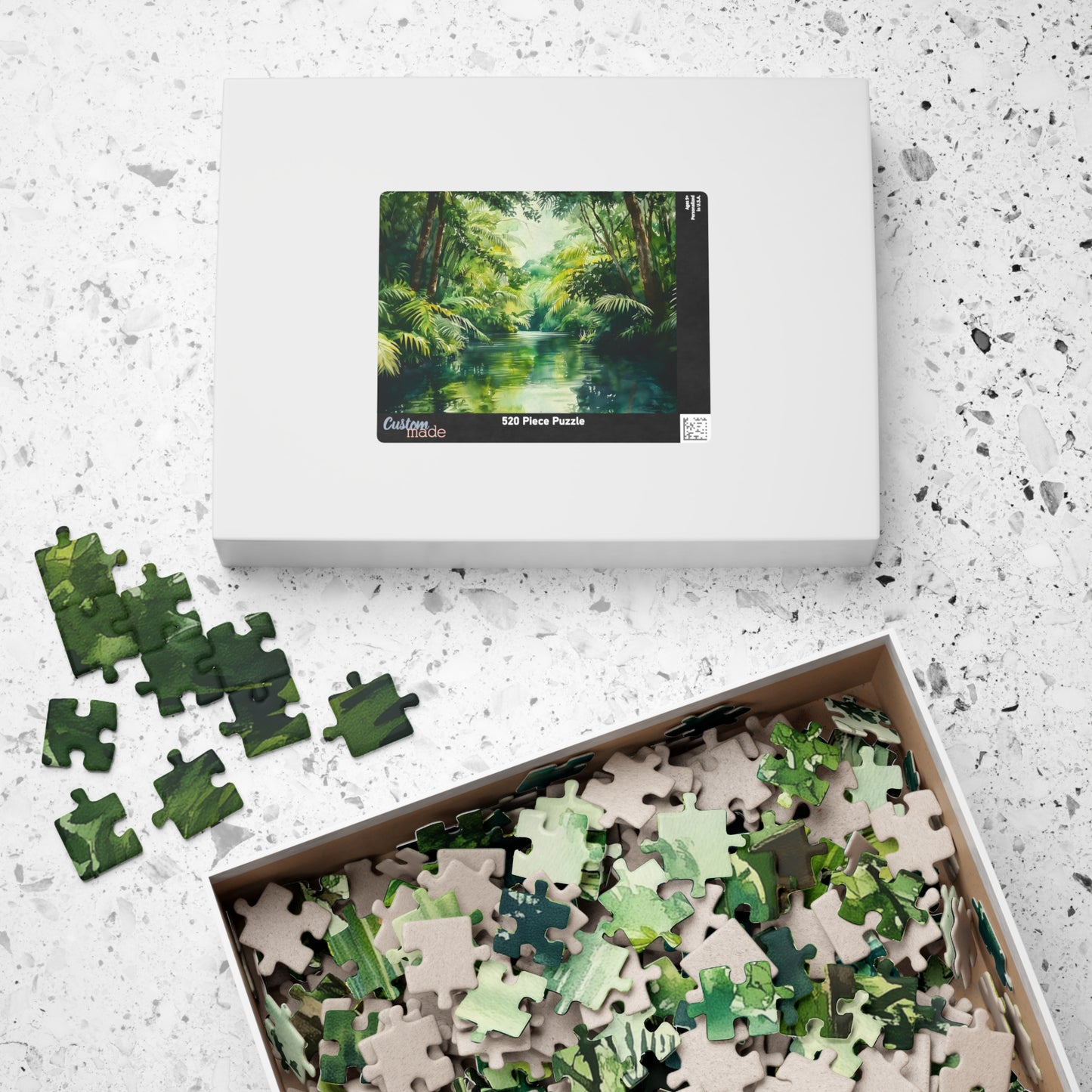 Winding Jungle River Puzzle (110, 252, 520, 1014 Pieces) - Lush Rainforest Waterway, Green Tropical Escape, Tranquil Nature Puzzle