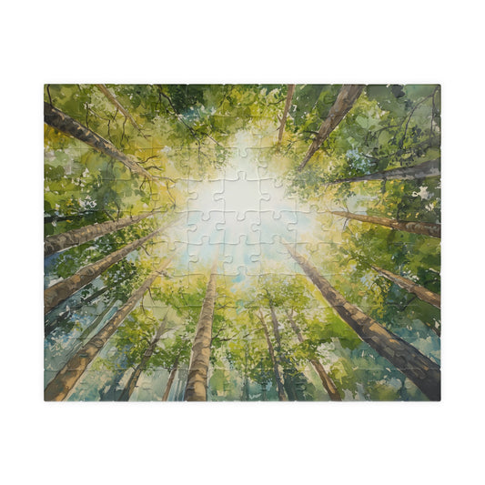 Looking Up Forest Canopy Puzzle (110, 252, 520, 1014 Pieces) - Tree Tops Jigsaw, Nature Perspective Puzzle, Tranquil Forest Gift