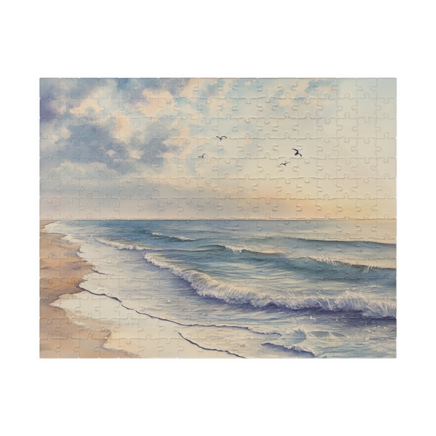 Soft Horizon Puzzle (110, 252, 520, 1014 Pieces) - Tranquil Beach Sunset Jigsaw, Ocean Decor, Relaxing Gift for Nature Lovers, Puzzle Art