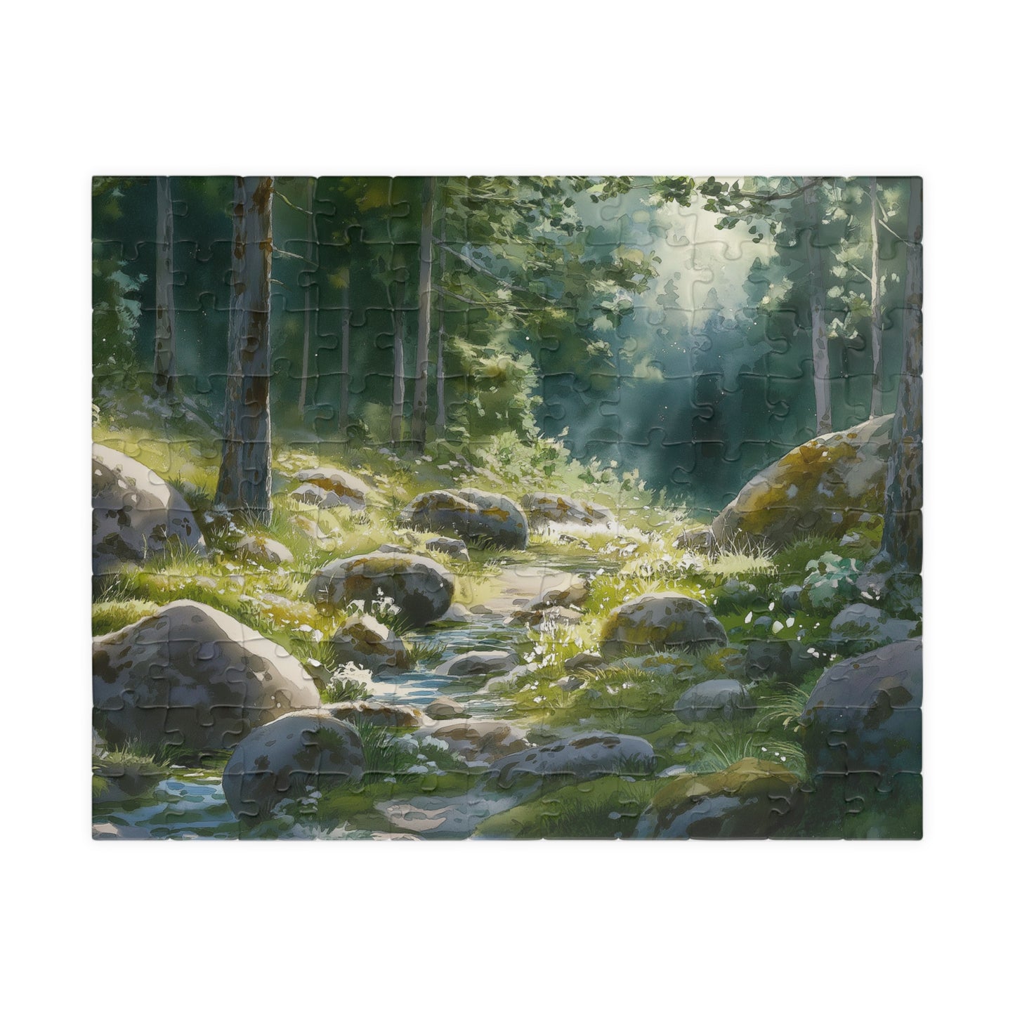 Rocky Forest Stream Puzzle (110, 252, 520, 1014 Pieces) - Peaceful Nature Jigsaw, Woodland Puzzle Art, Gift for Puzzle Lovers