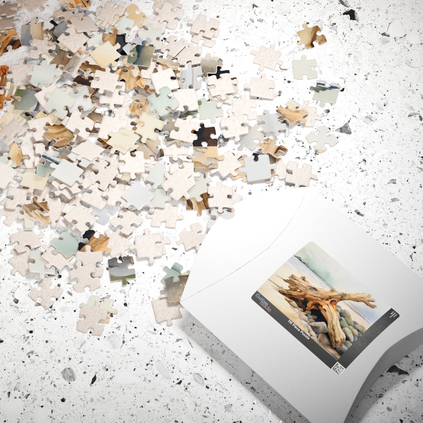 Driftwood Coast Puzzle (110, 252, 520, 1014 Pieces) - Serene Beach Decor, Relaxing Coastal Art, Mindful Gift for Nature Lovers