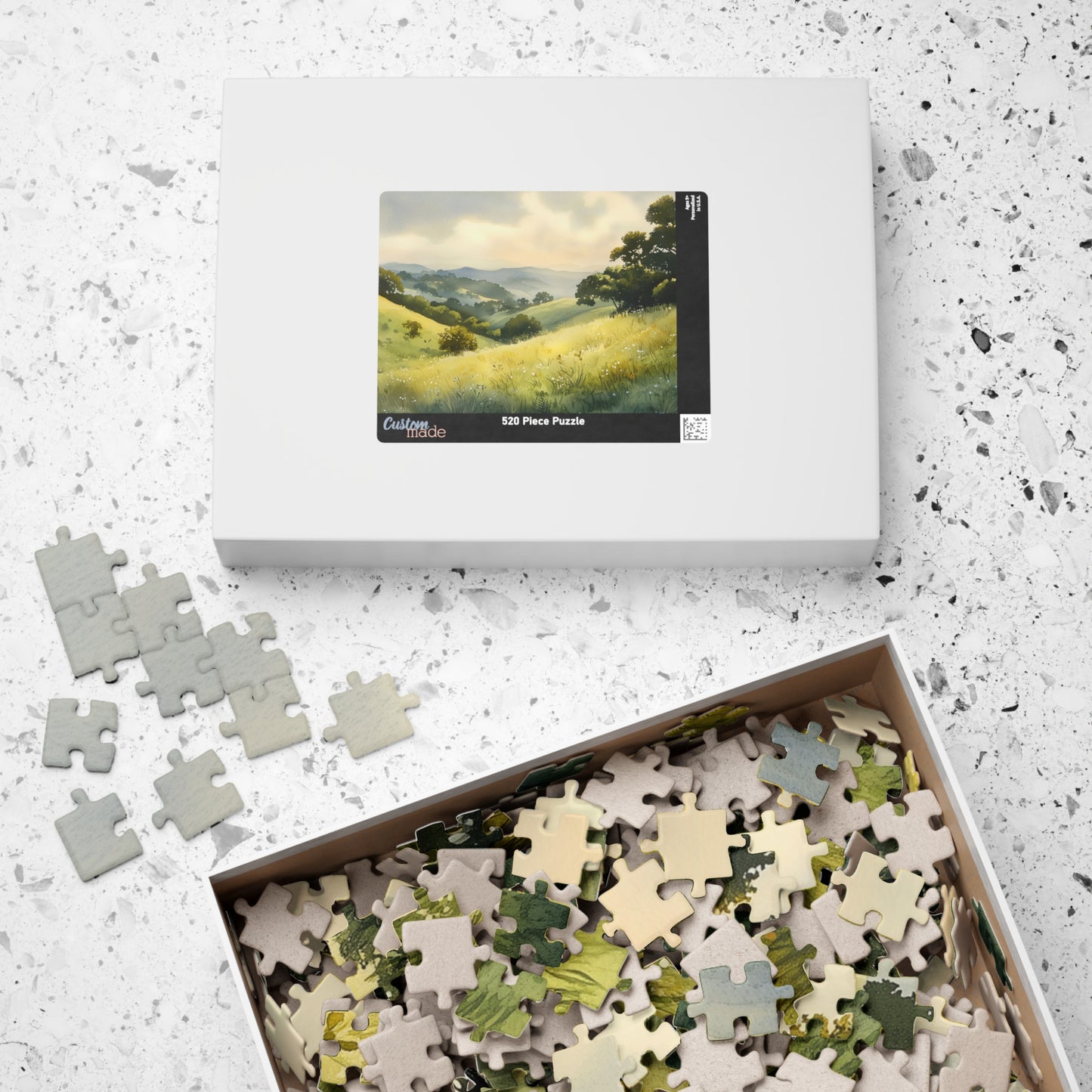 Rolling Grassy Hills Puzzle (110, 252, 520, 1014 Pieces) - Soft Light, Peaceful Landscape, Serene Horizon, Stress Relief Activity
