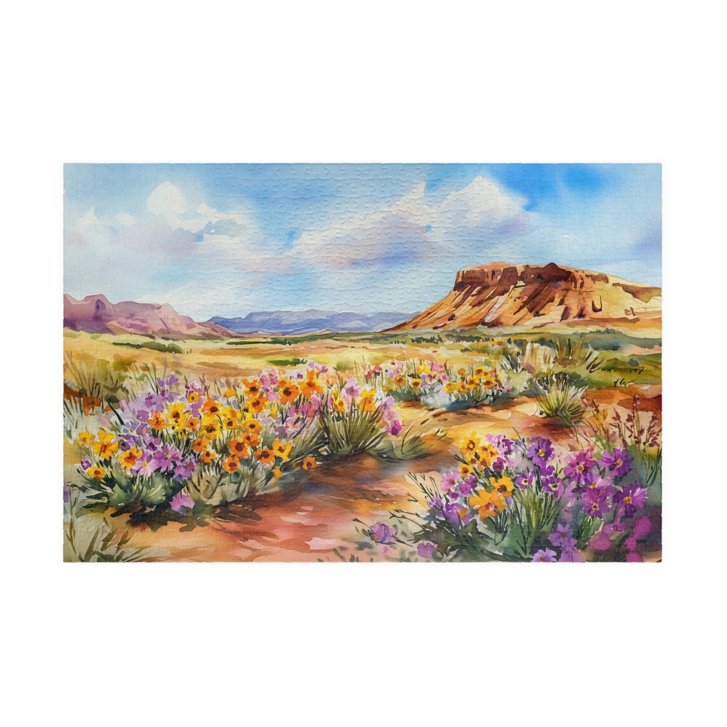 Desert Bloom Puzzle (110, 252, 520, 1014 Pieces) - Wildflower Landscape Jigsaw, Southwest Art, Gift for Nature & Puzzle Lovers