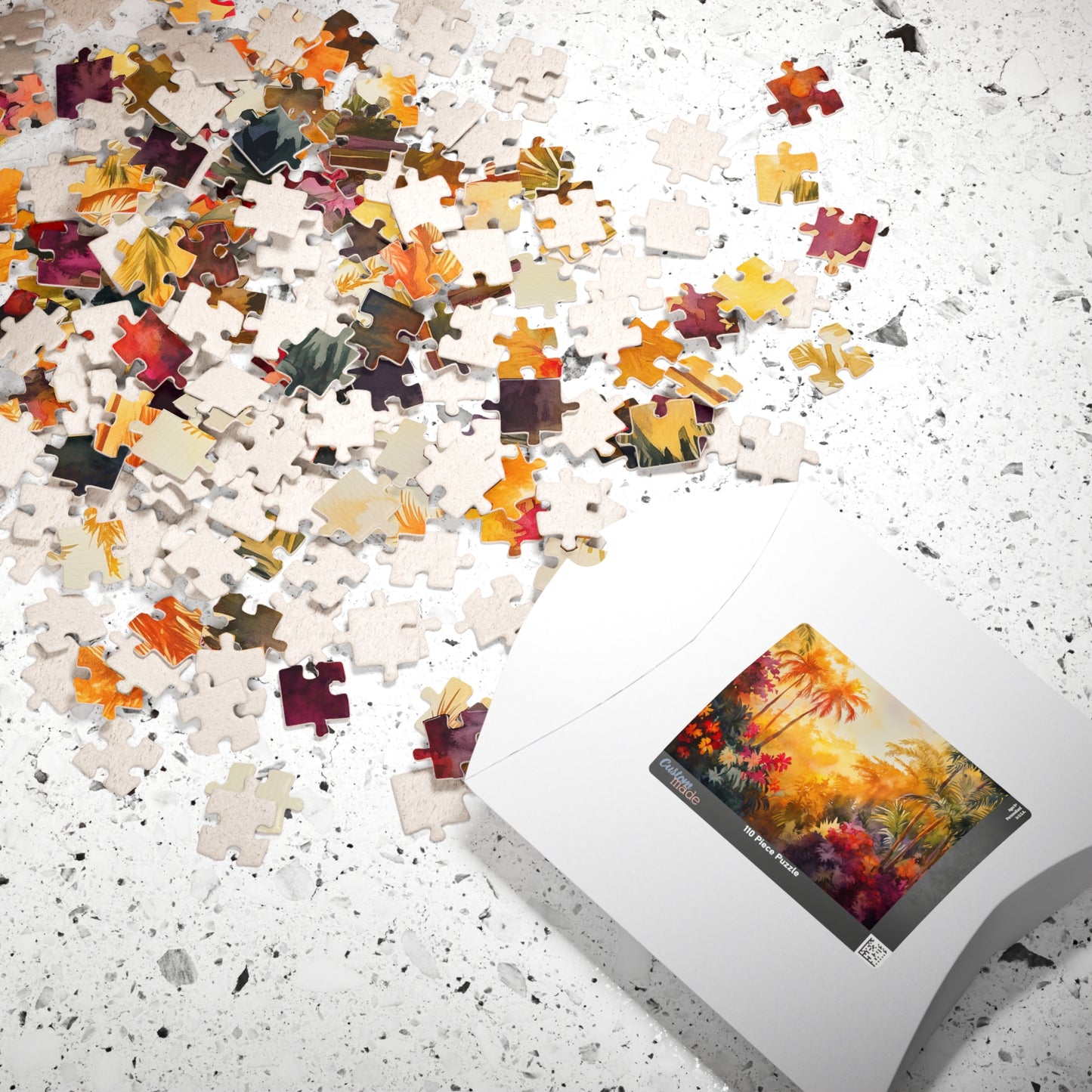 Jungle Sunset Bloom Puzzle (110, 252, 520, 1014 Pieces) - Tropical Sunset Puzzle, Vibrant Jungle Flowers, Exotic Nature Decor, Puzzle Gift