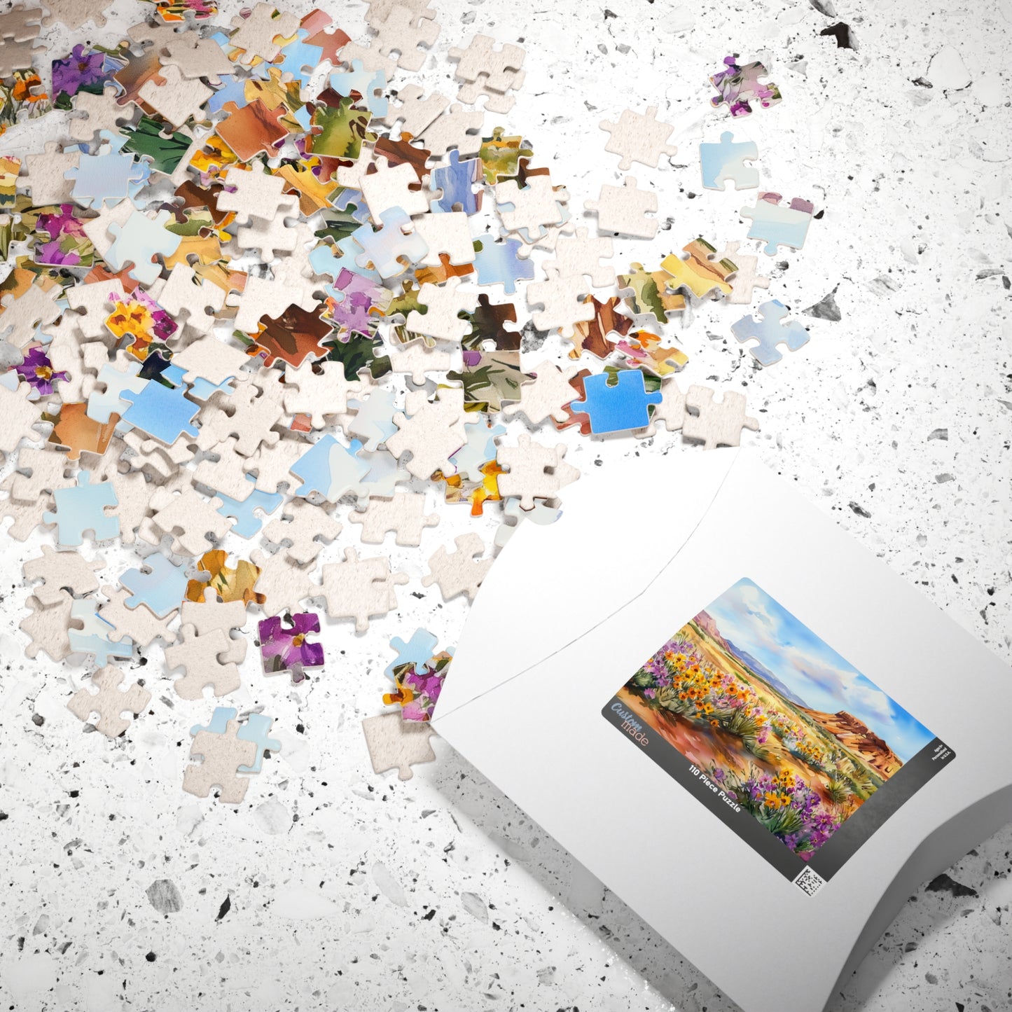 Desert Bloom Puzzle (110, 252, 520, 1014 Pieces) - Wildflower Landscape Jigsaw, Southwest Art, Gift for Nature & Puzzle Lovers