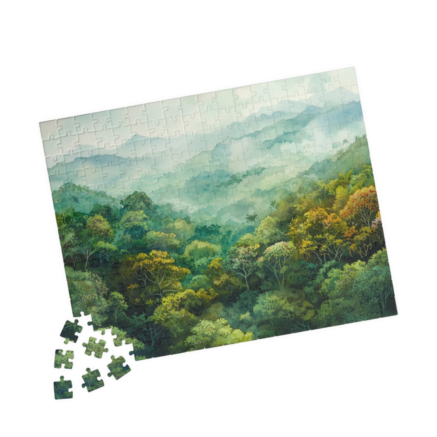 Misty Jungle Canopy Puzzle (110, 252, 520, 1014 Pieces) - Tropical Rainforest Puzzle, Green Nature Decor, Gift for Puzzle & Travel Lovers