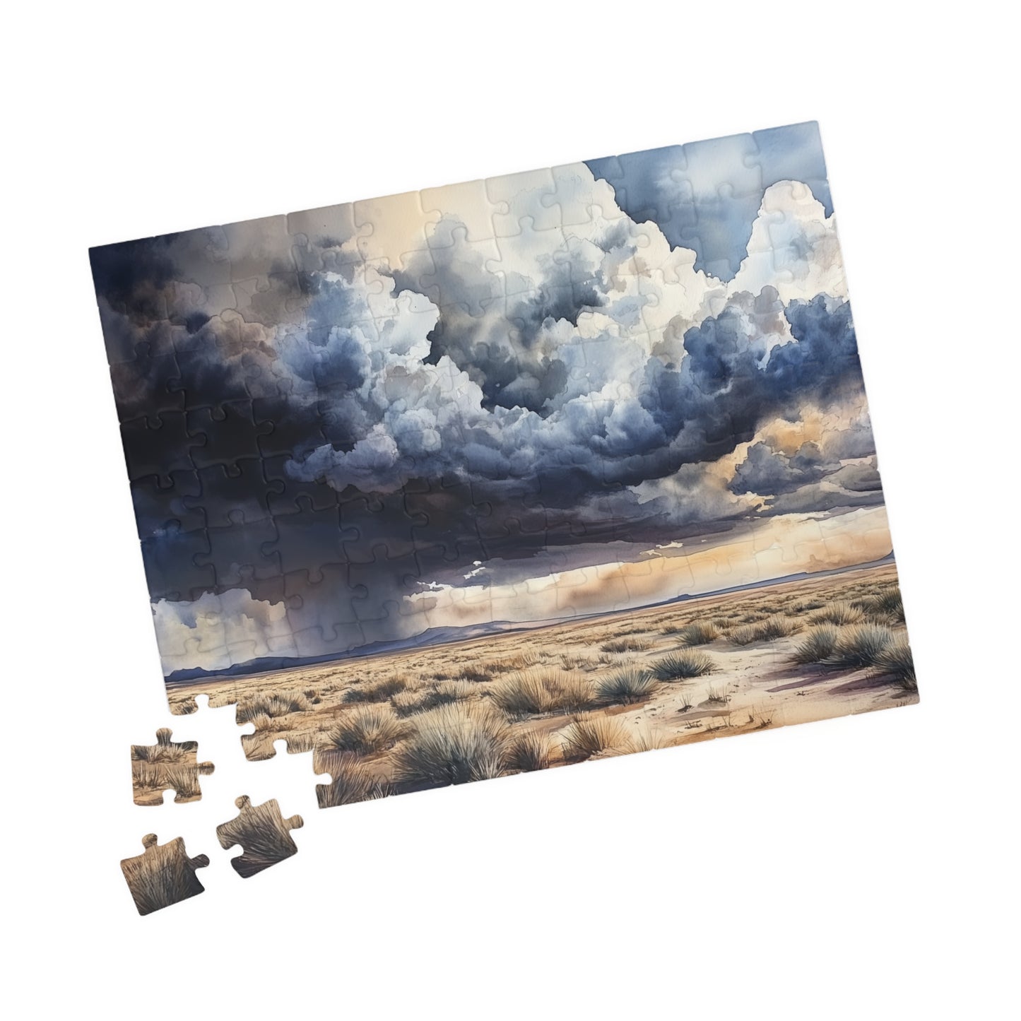 Desert Storm Puzzle (110, 252, 520, 1014 Pieces) - Moody Nature Jigsaw, Stormy Sky Art, Southwestern Puzzle, Gift for Landscape Lovers